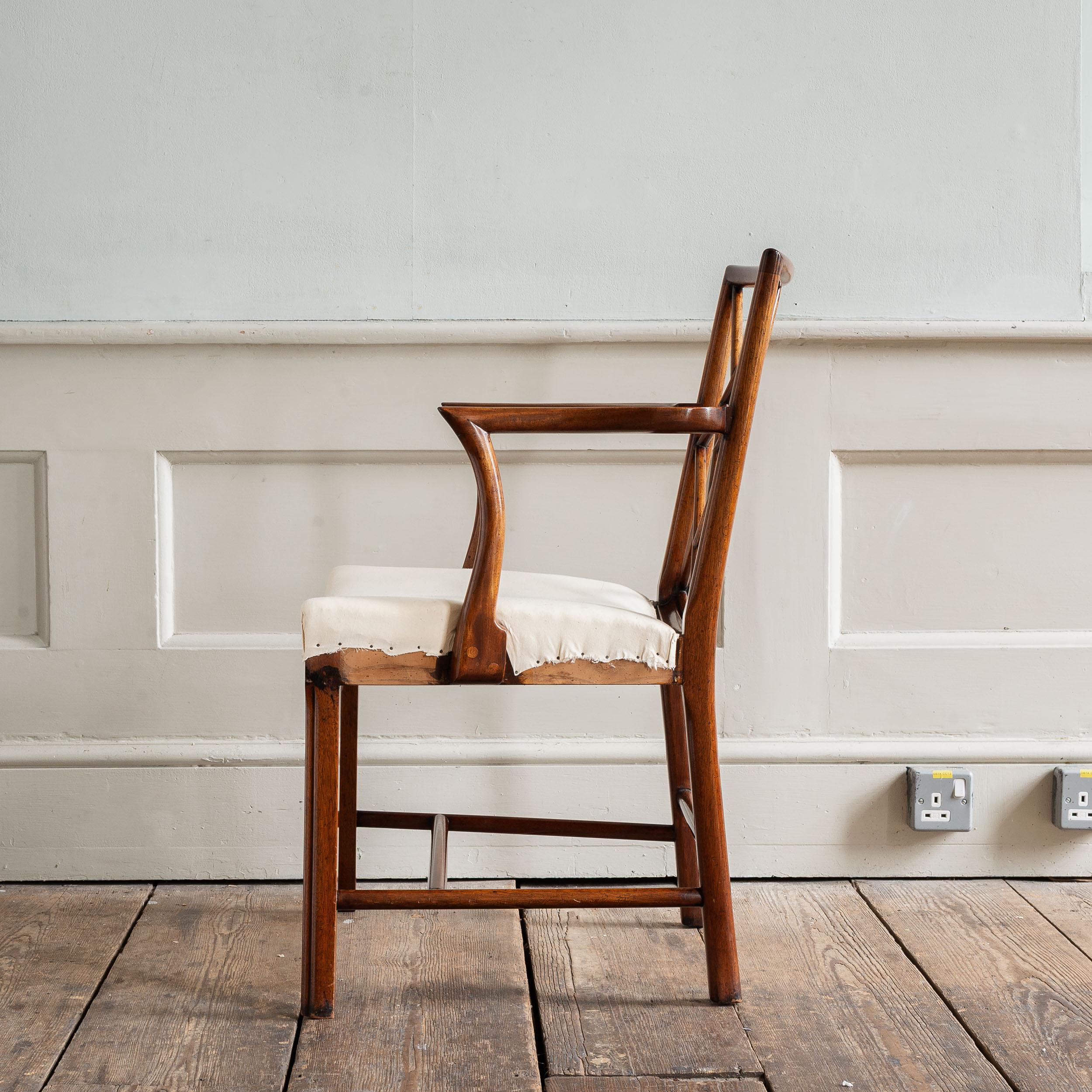 Mahogany Georgian Style Cockpen Armchair For Sale 5