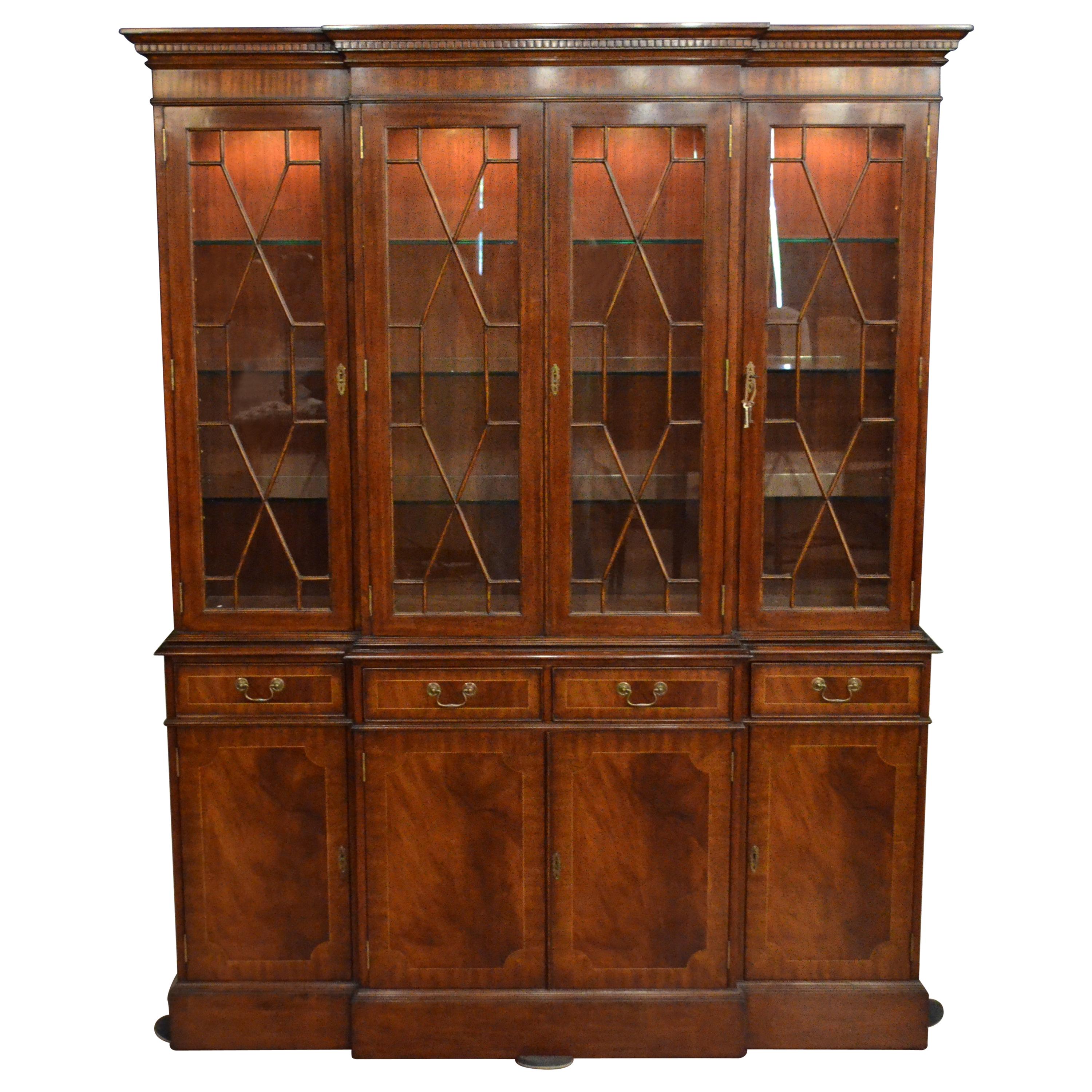 Mahogany Georgian Style Four Door Bookcase China Cabinet by Leighton Hall