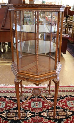 Mahogany Georgian Style Hexagon Shaped China Curio Display Cabinet