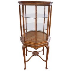 Mahogany Georgian Style Hexagon Shaped China Curio Display Cabinet