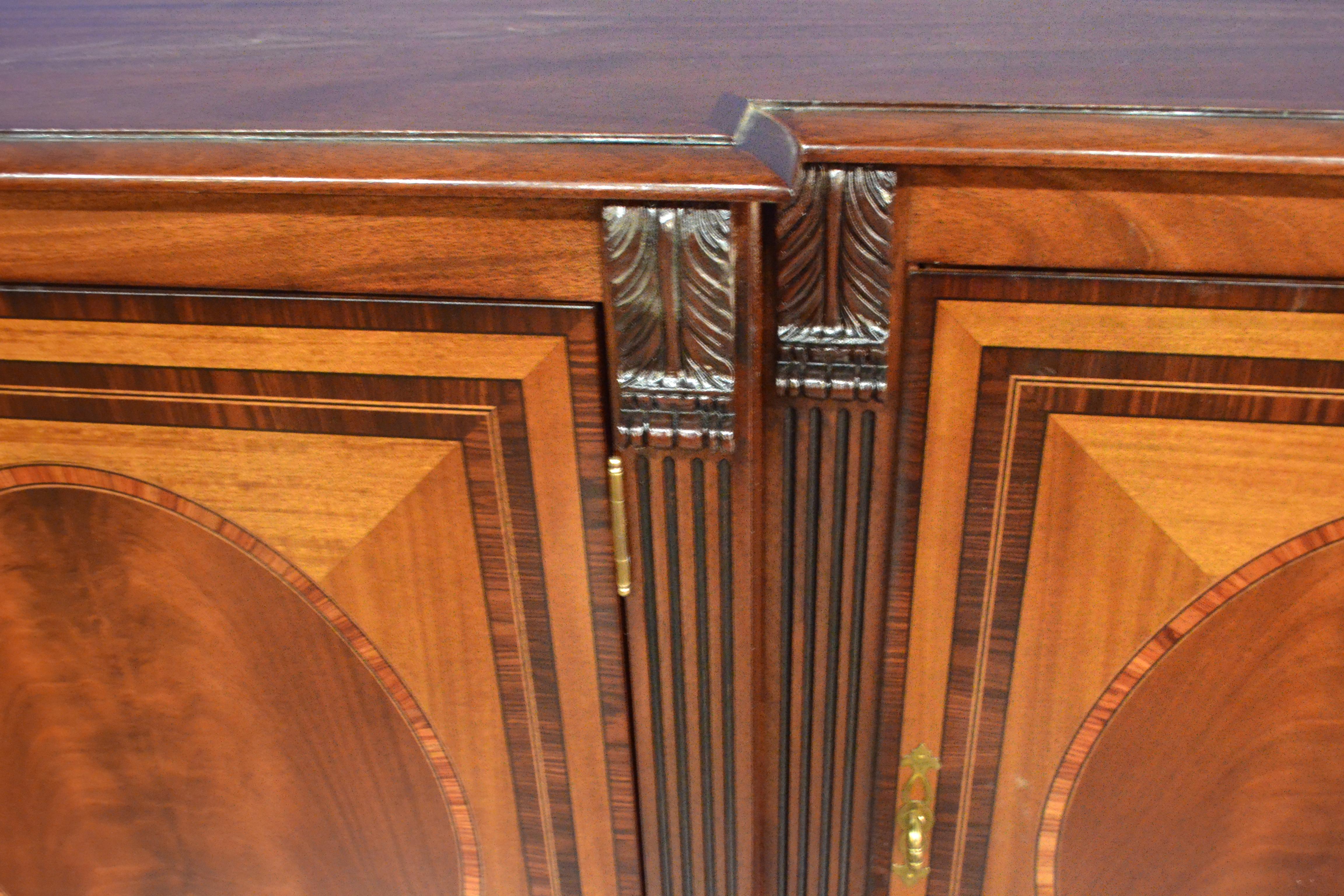 American Mahogany Georgian Style Three-Door Buffet Credenza by Leighton Hall For Sale