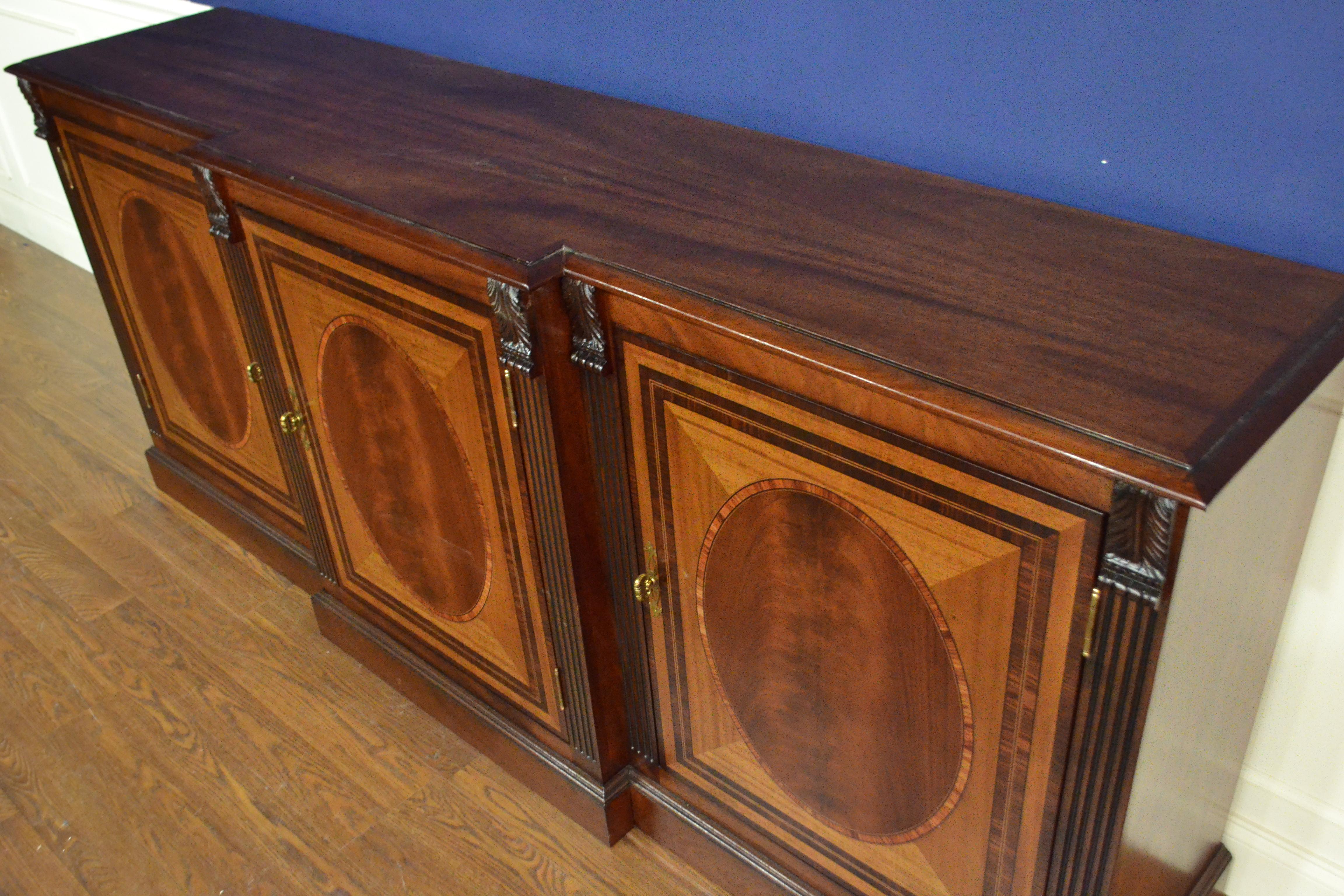 Contemporary Mahogany Georgian Style Three-Door Buffet Credenza by Leighton Hall For Sale