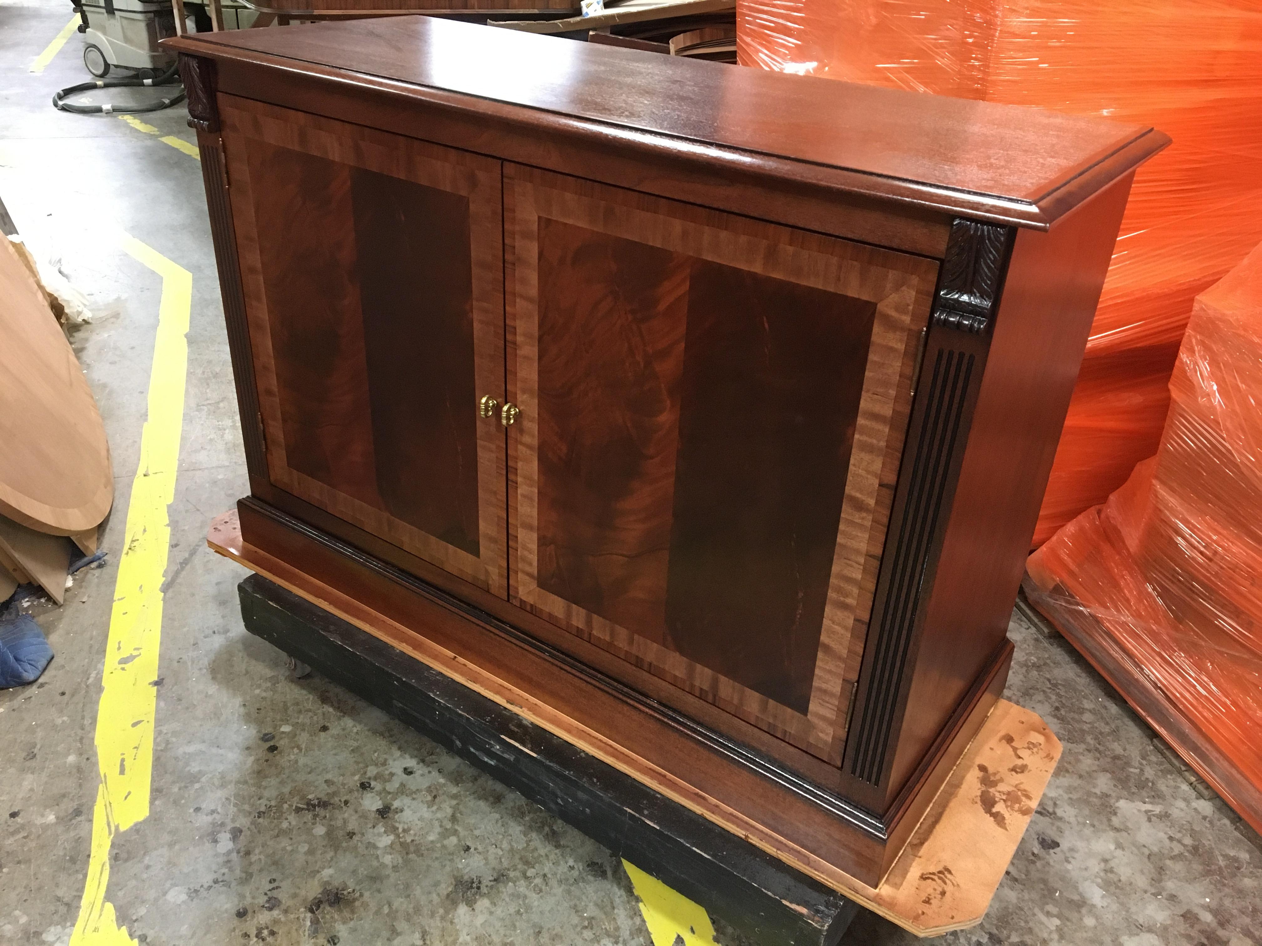 American Mahogany Georgian Style Two-Door Buffet/Leaf Storage Cabinet by Leighton Hall For Sale