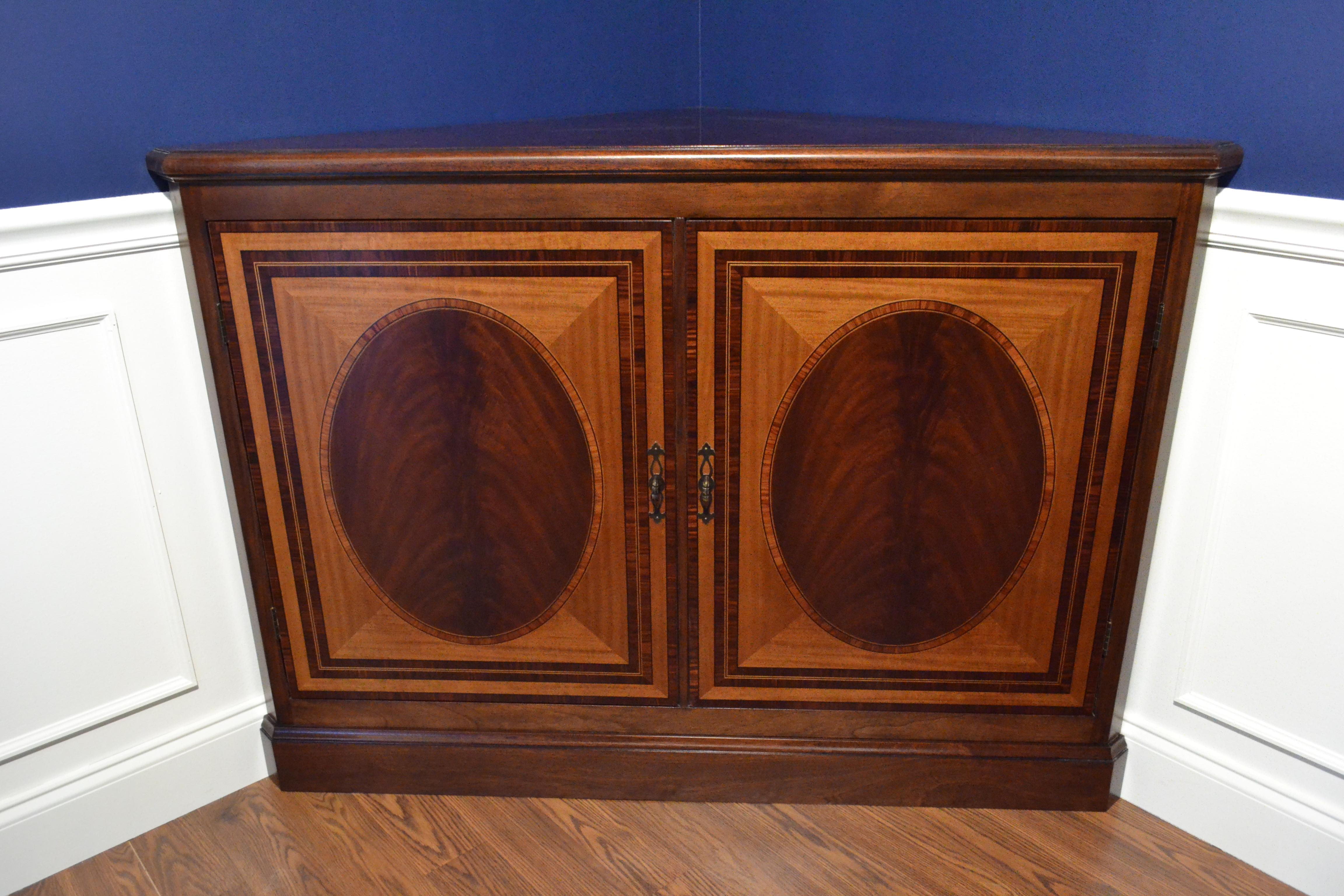 American Mahogany Georgian Style Two-Door Corner Cabinet by Leighton Hall For Sale