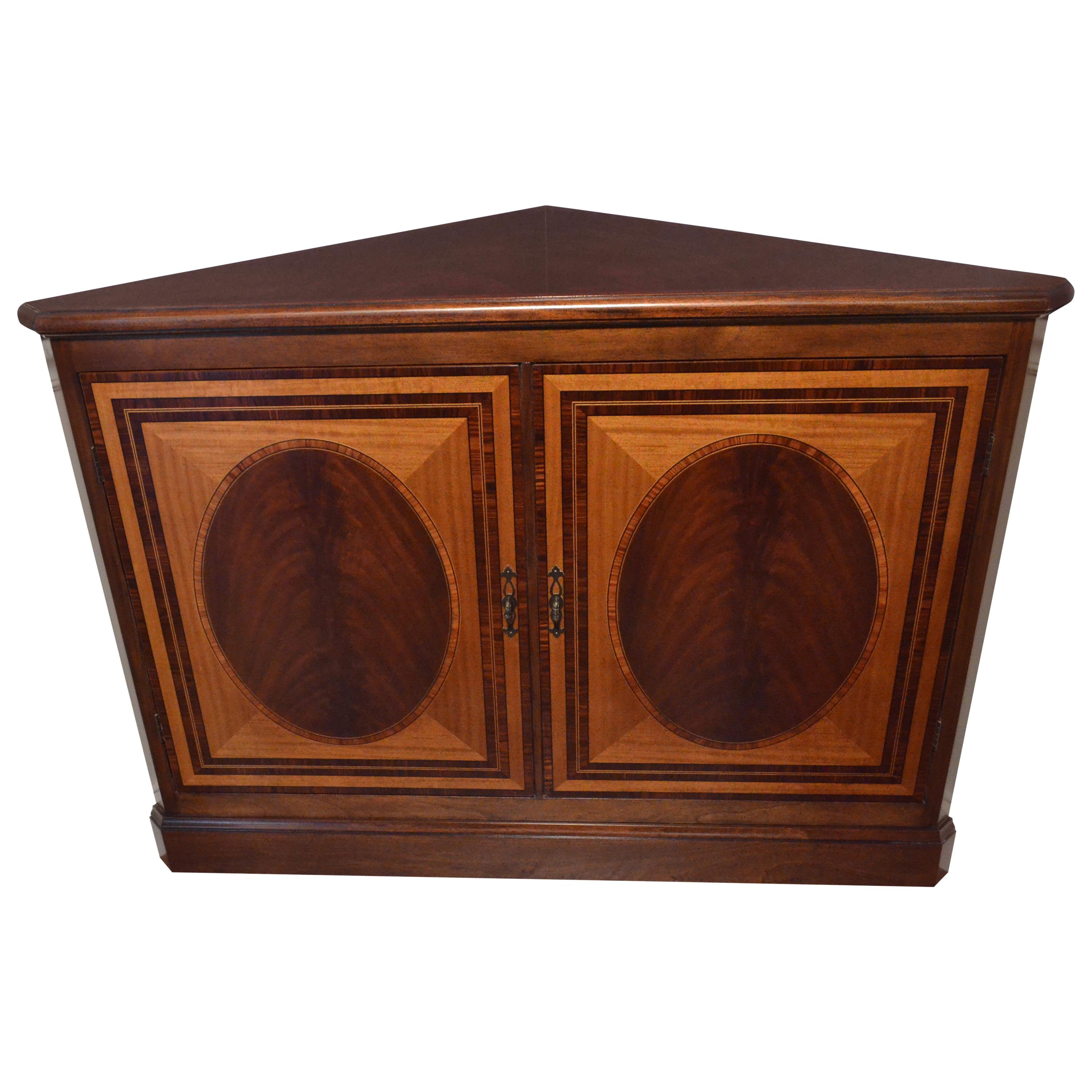 Mahogany Georgian Style Two-Door Corner Cabinet by Leighton Hall
