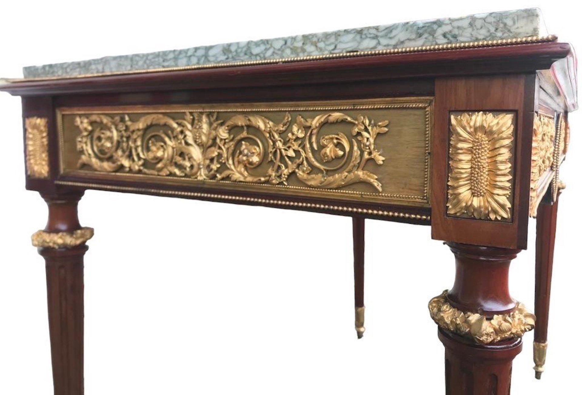 Mahogany, Gilt Bronze and Marble Middle Table, Napoleon III Period In Good Condition For Sale In Saint-Ouen, FR