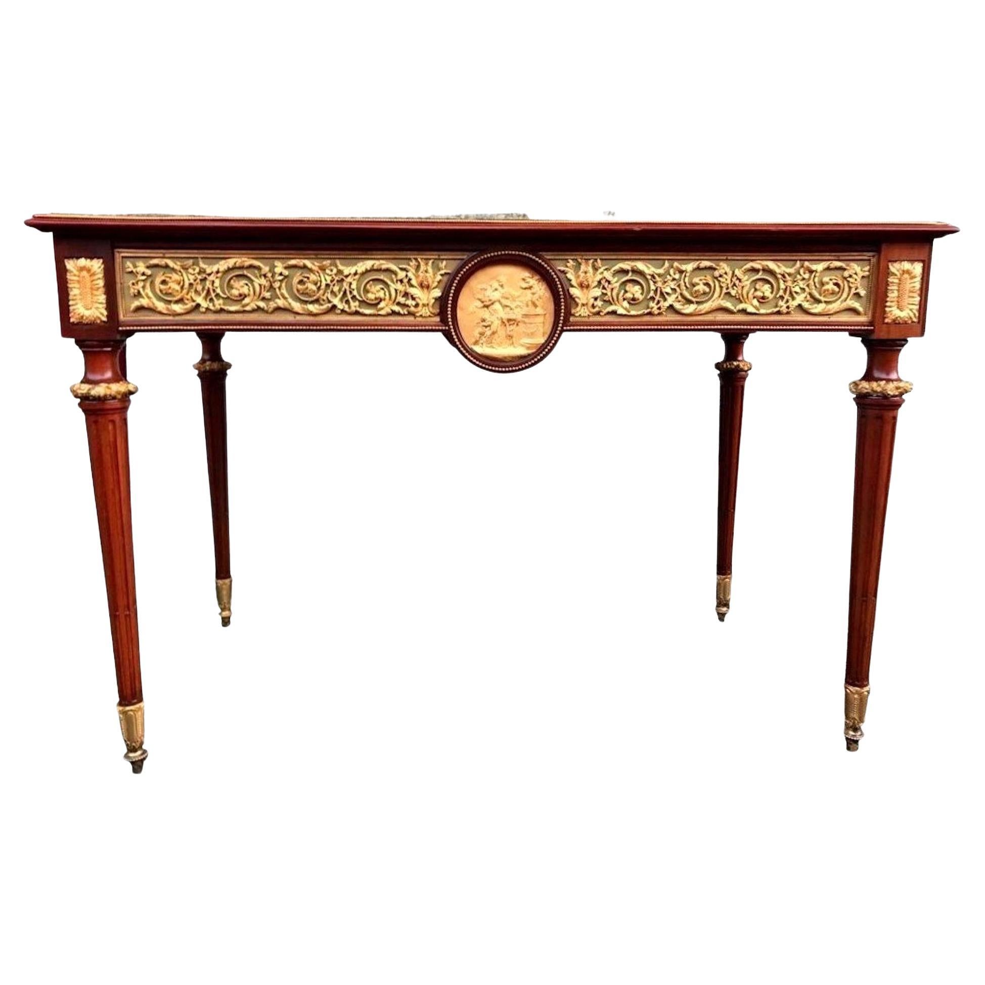 Mahogany, Gilt Bronze and Marble Middle Table, Napoleon III Period For Sale