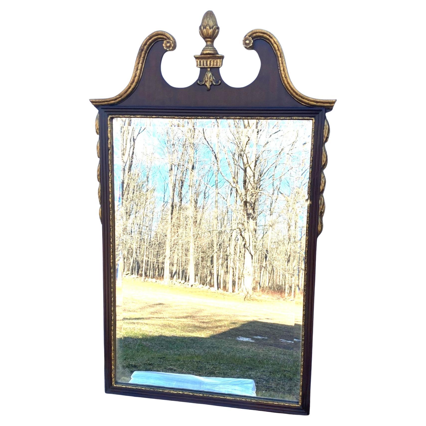Mahogany 
Gilt Rectangular Mirror with Carved Gilt Decoration and Bevel Glass For Sale