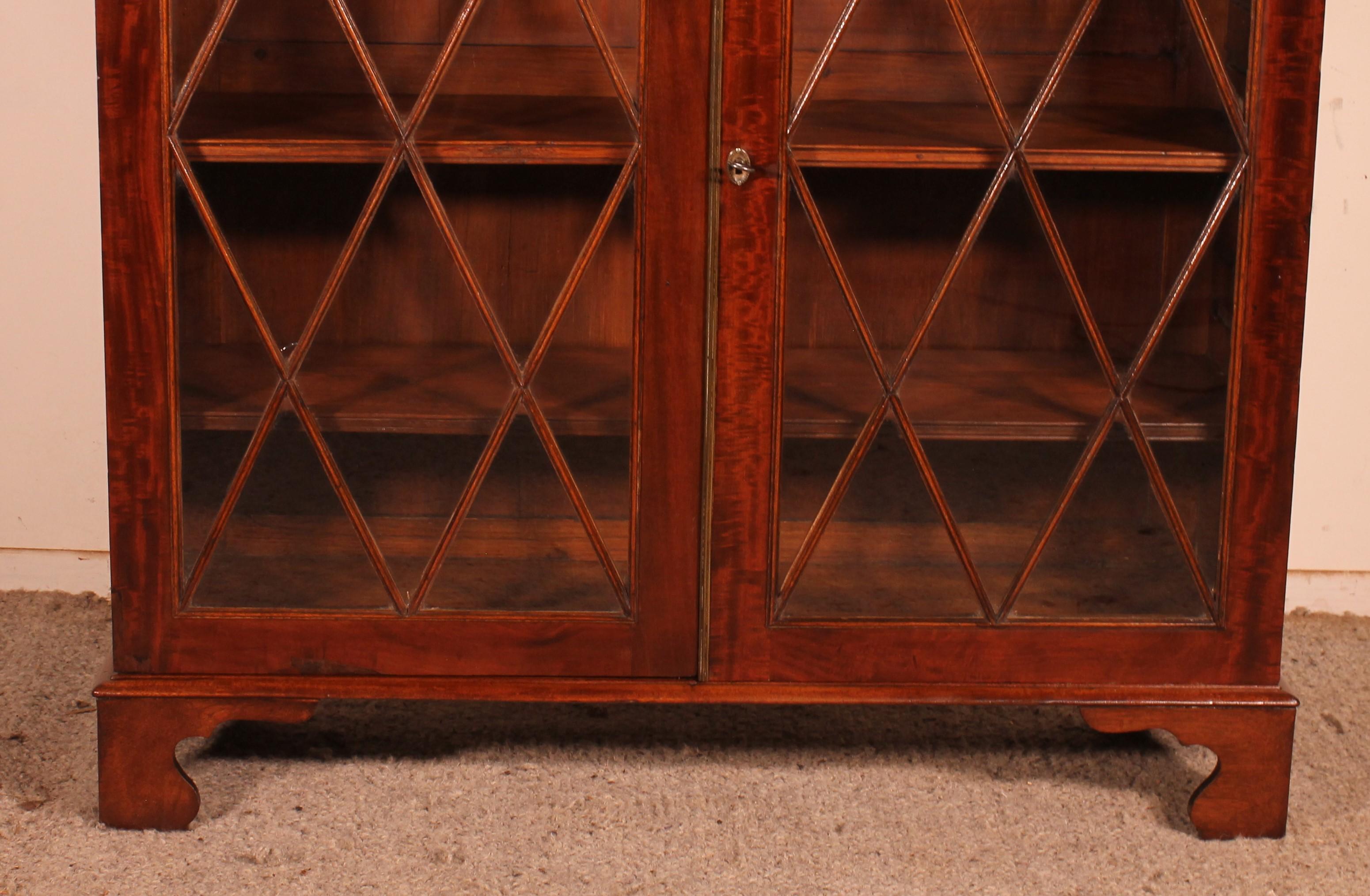 Regency Mahogany Glazed Bookcase From The 19th Century - England For Sale