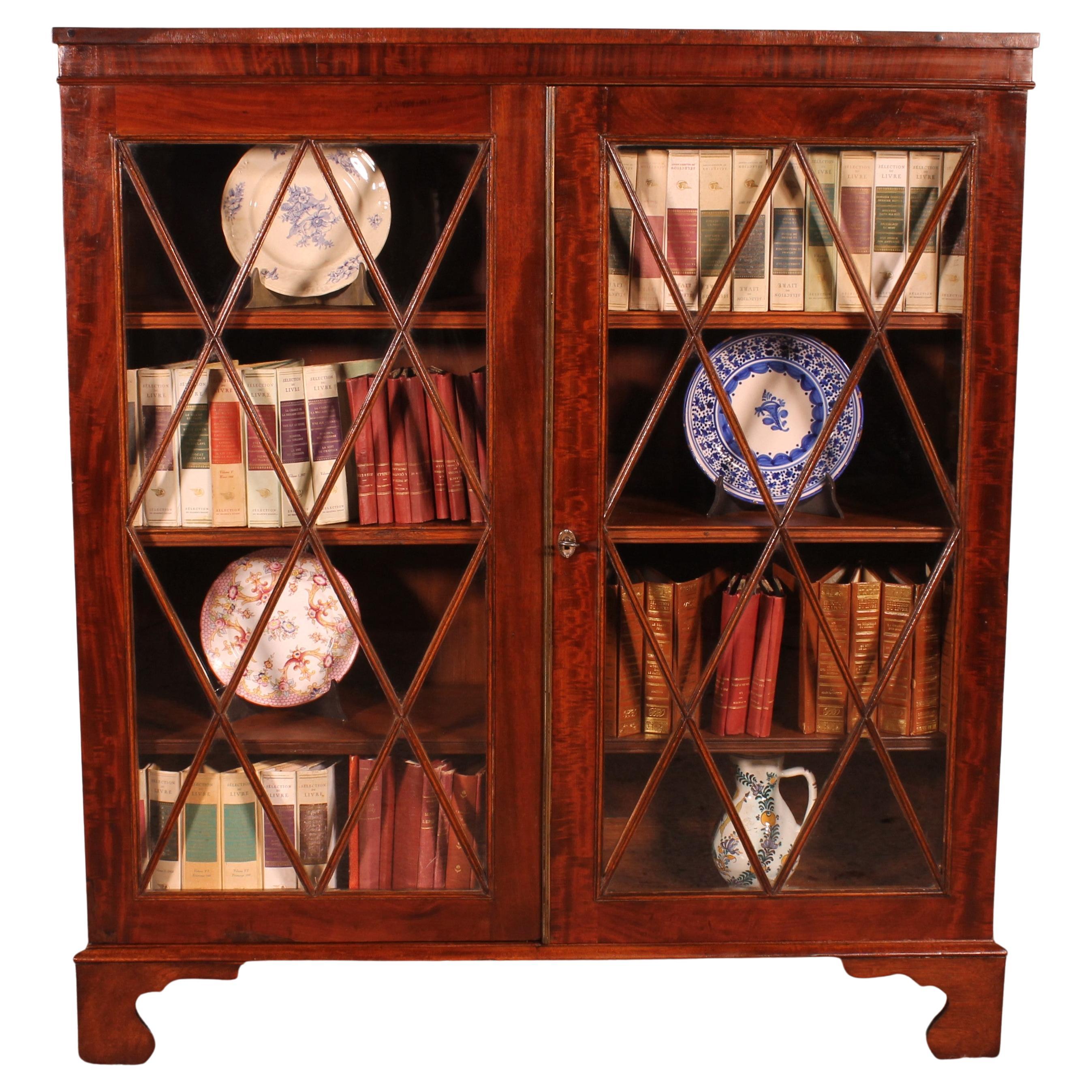 Mahogany Glazed Bookcase From The 19th Century - England For Sale