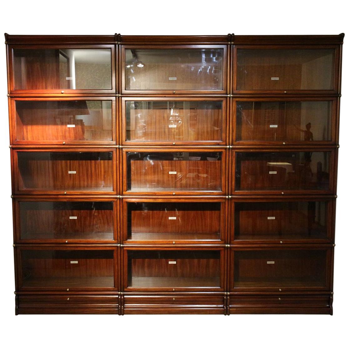 Mahogany Globe Wernicke Bookcase Consisting of 15 Stackable Parts at
