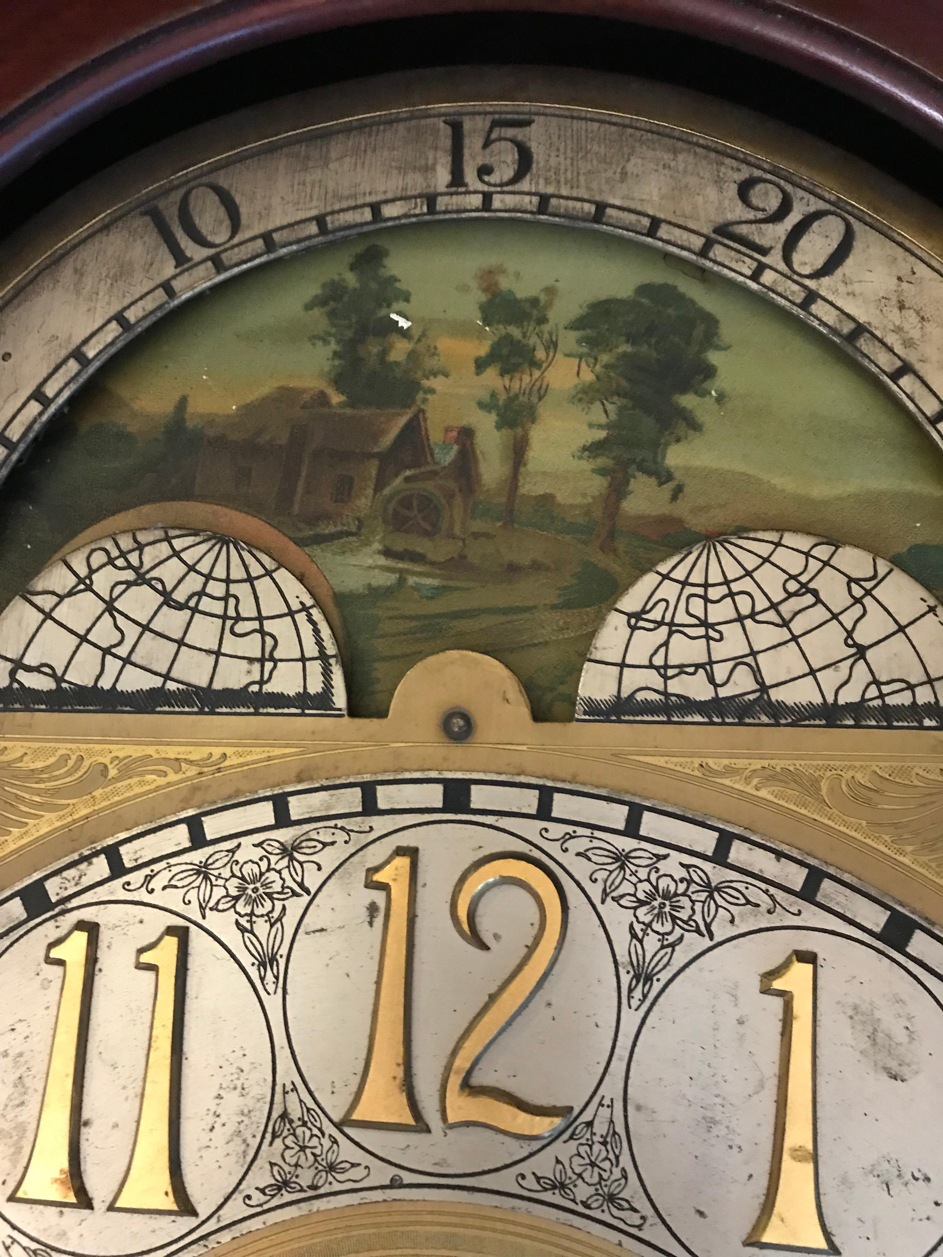 Mahogany Grandfather Clock Retailed by Tiffany & Co. Moon Phase, circa 1900-1910 For Sale 5