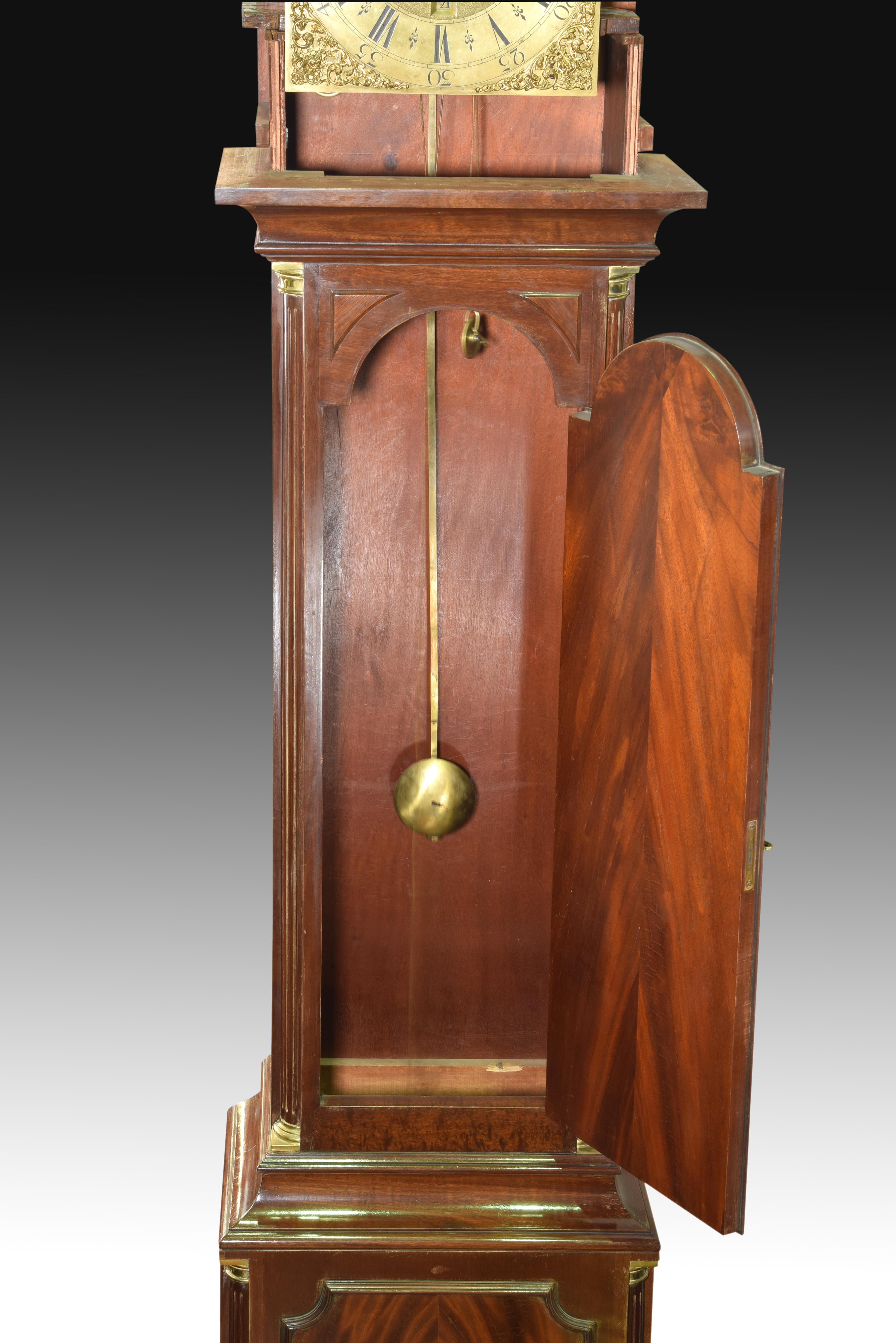 18th Century and Earlier Mahogany Grandfather clock, William Webster, London, England, 1711-1770.