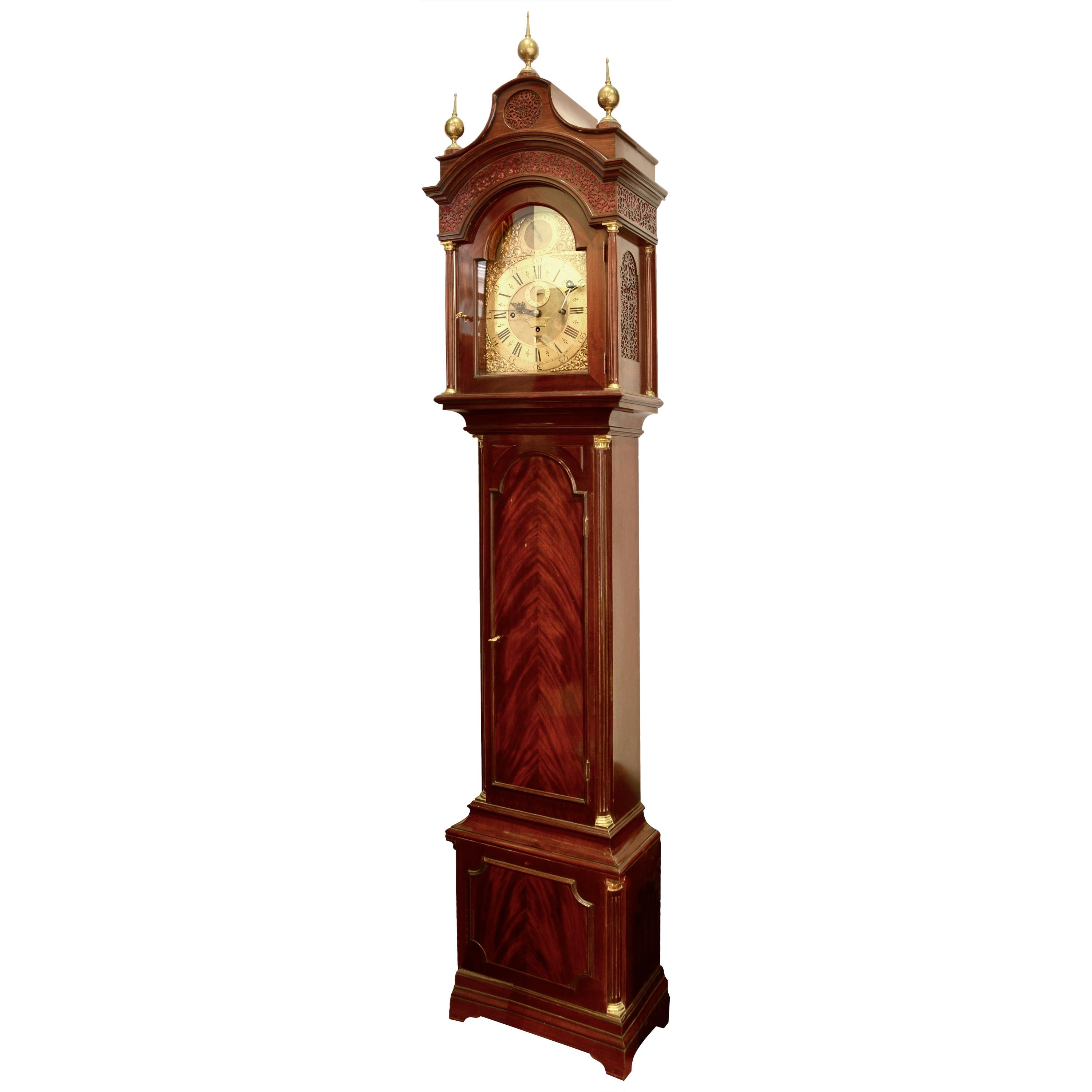 Mahogany Grandfather clock, William Webster, London, England, 1711-1770.