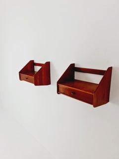 Mahogany hanging telephone table/ shelf/ bedside table/ nightstand from the 60s