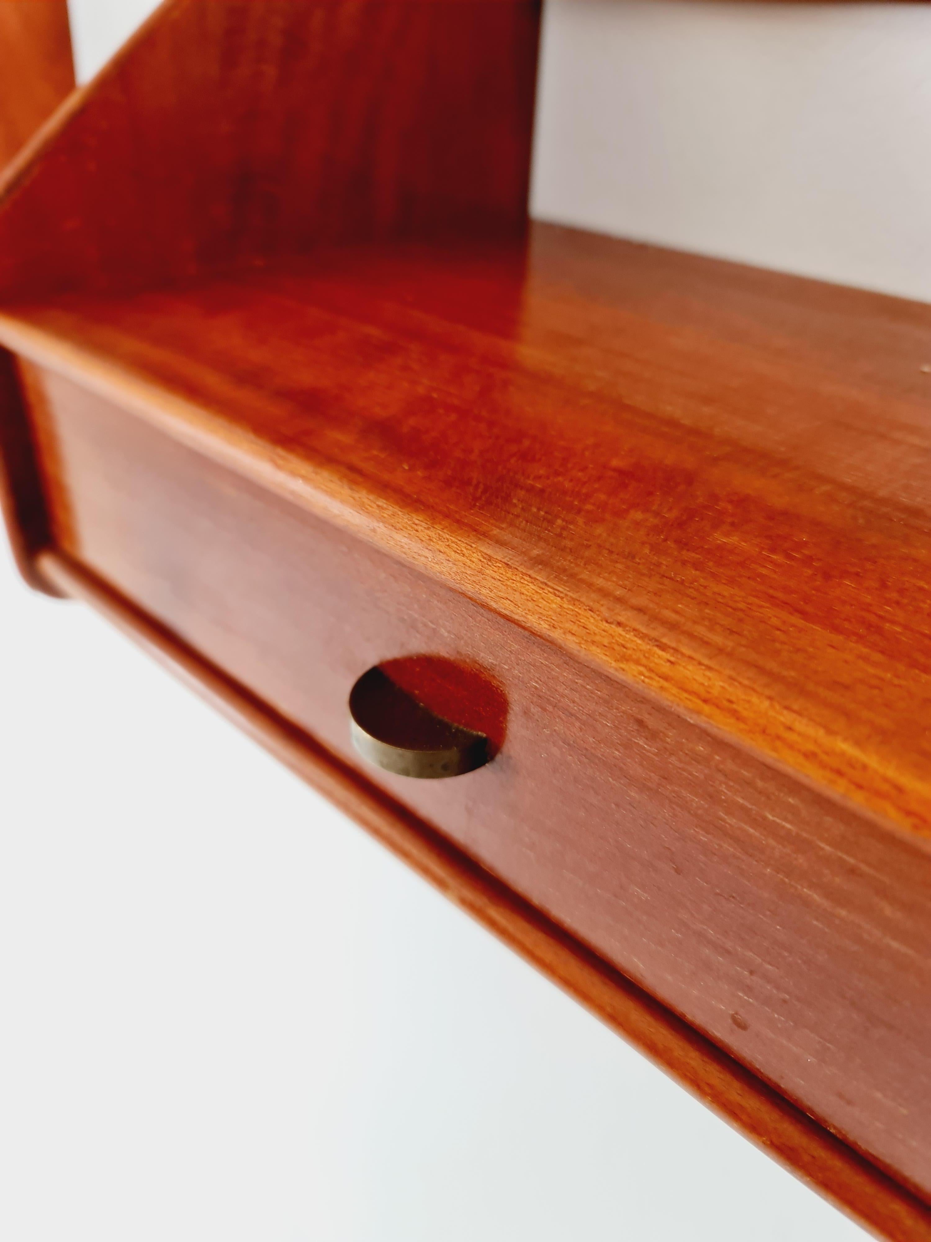 Mahogany hanging telephone table/ shelf/ bedside table/ nightstand from the 60s For Sale 3