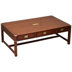 Mahogany Harrods London Kennedy Military Campaign Coffee Table Drawers