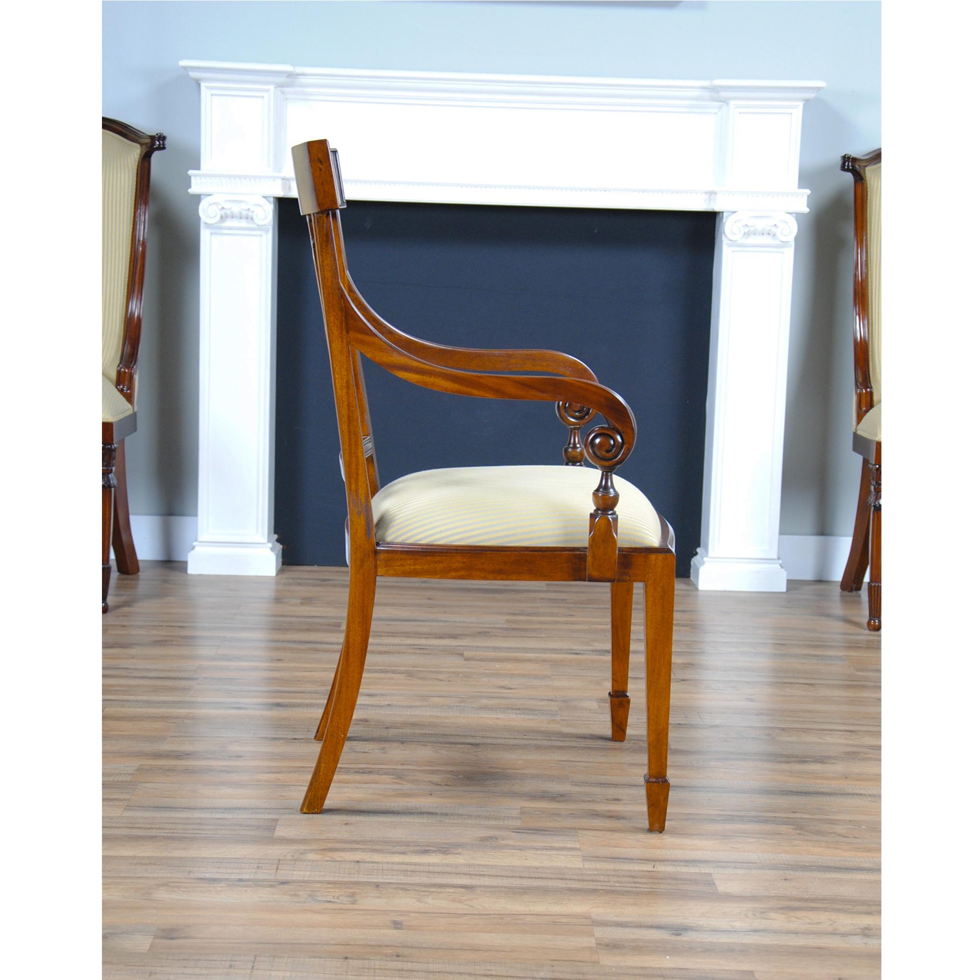 Fabric Mahogany Hepplewhite Chairs, Set of 10 For Sale