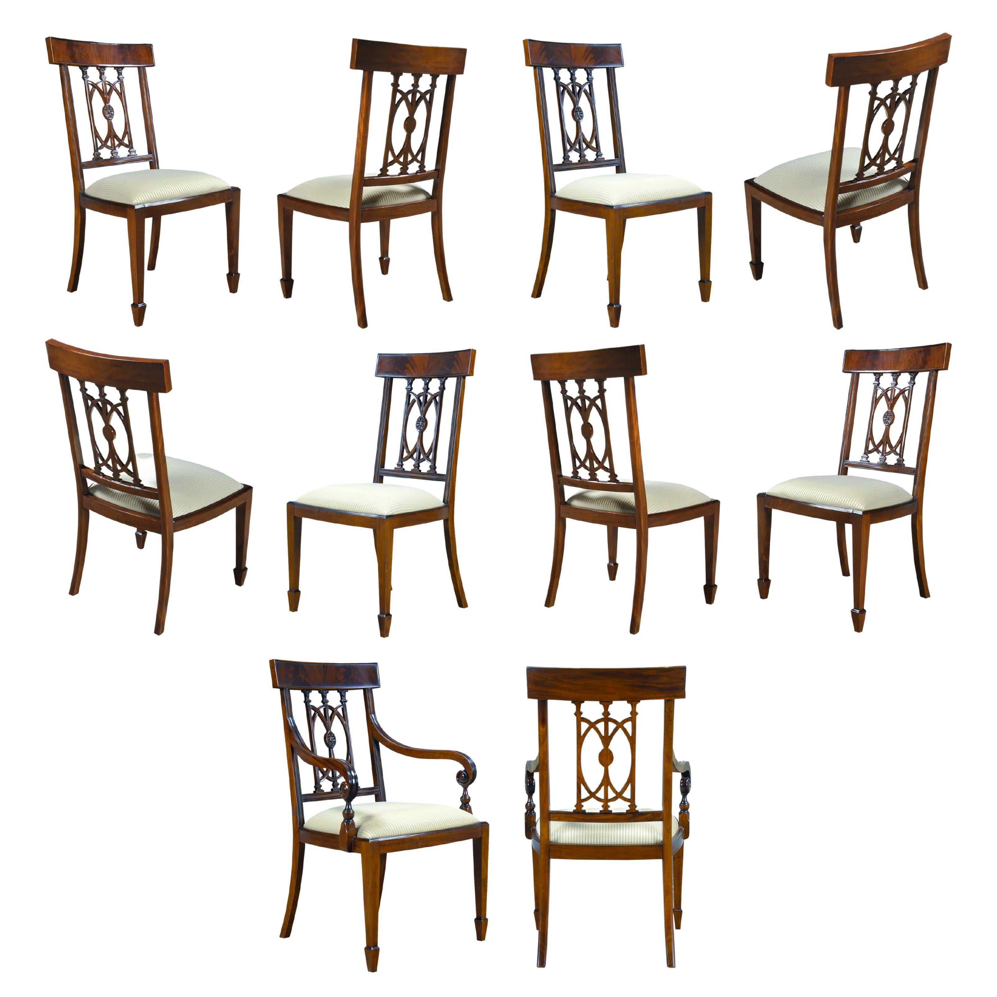 Mahogany Hepplewhite Chairs, Set of 10