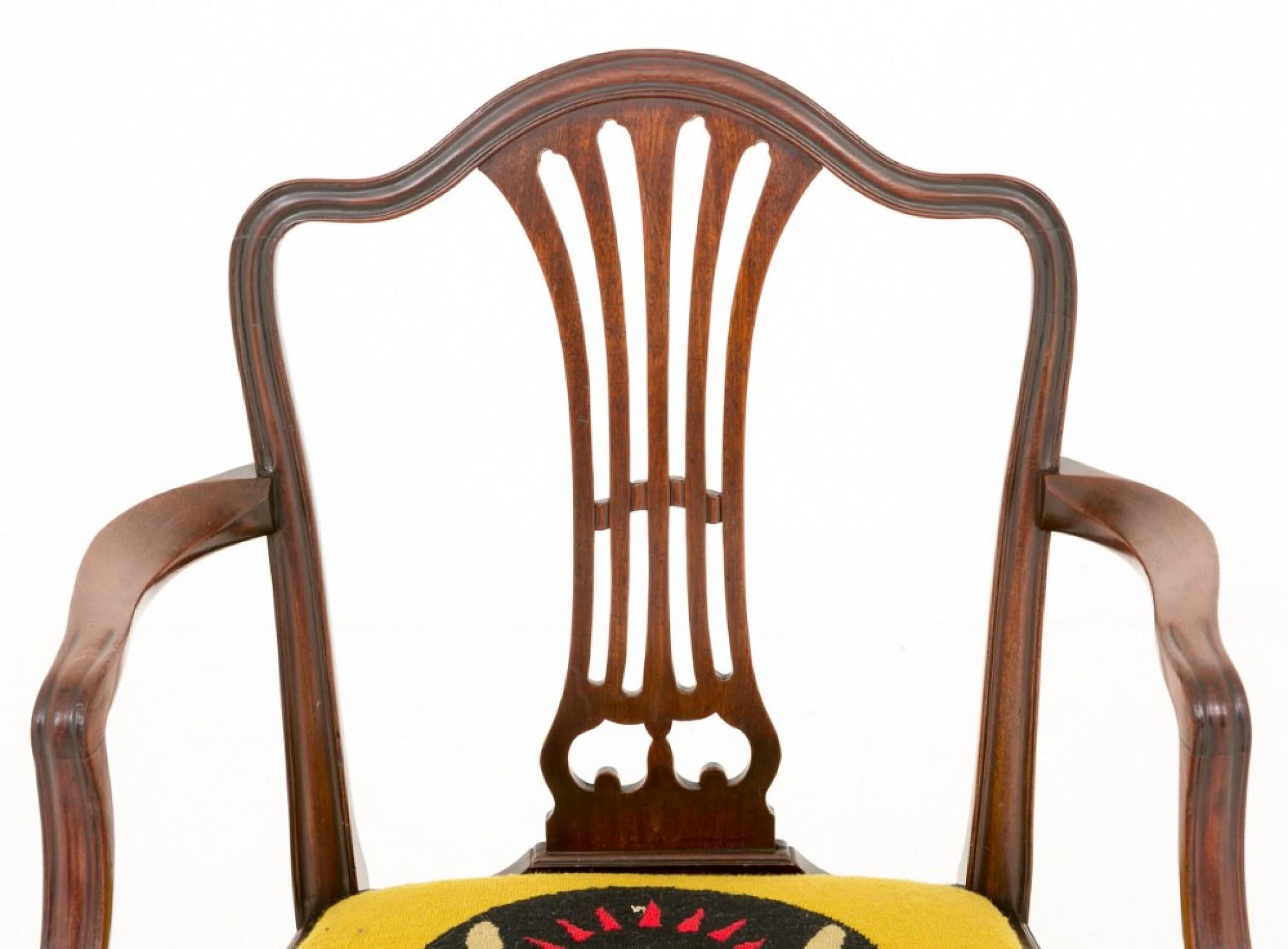 Mahogany Hepplewhite Desk Chair, Antique Arm Chairs 2