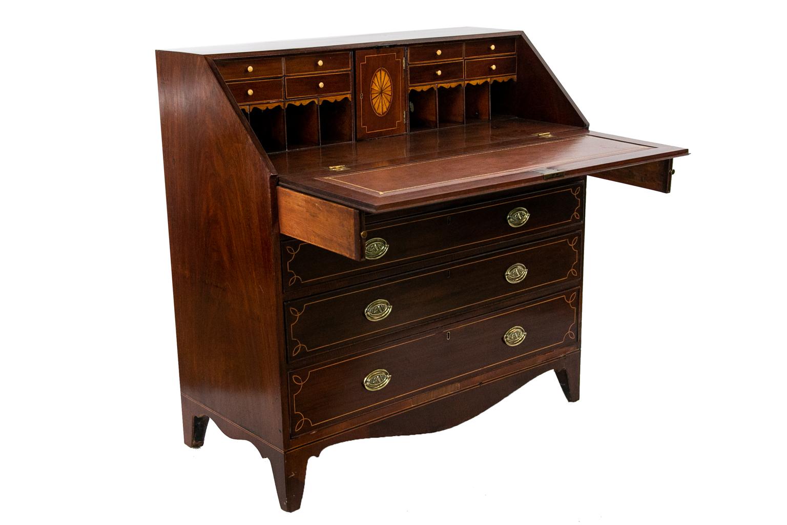 Mahogany Hepplewhite Inlaid Slant Front Desk 3