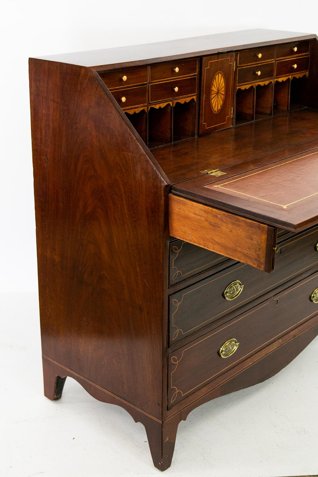 Mahogany Hepplewhite Inlaid Slant Front Desk 4