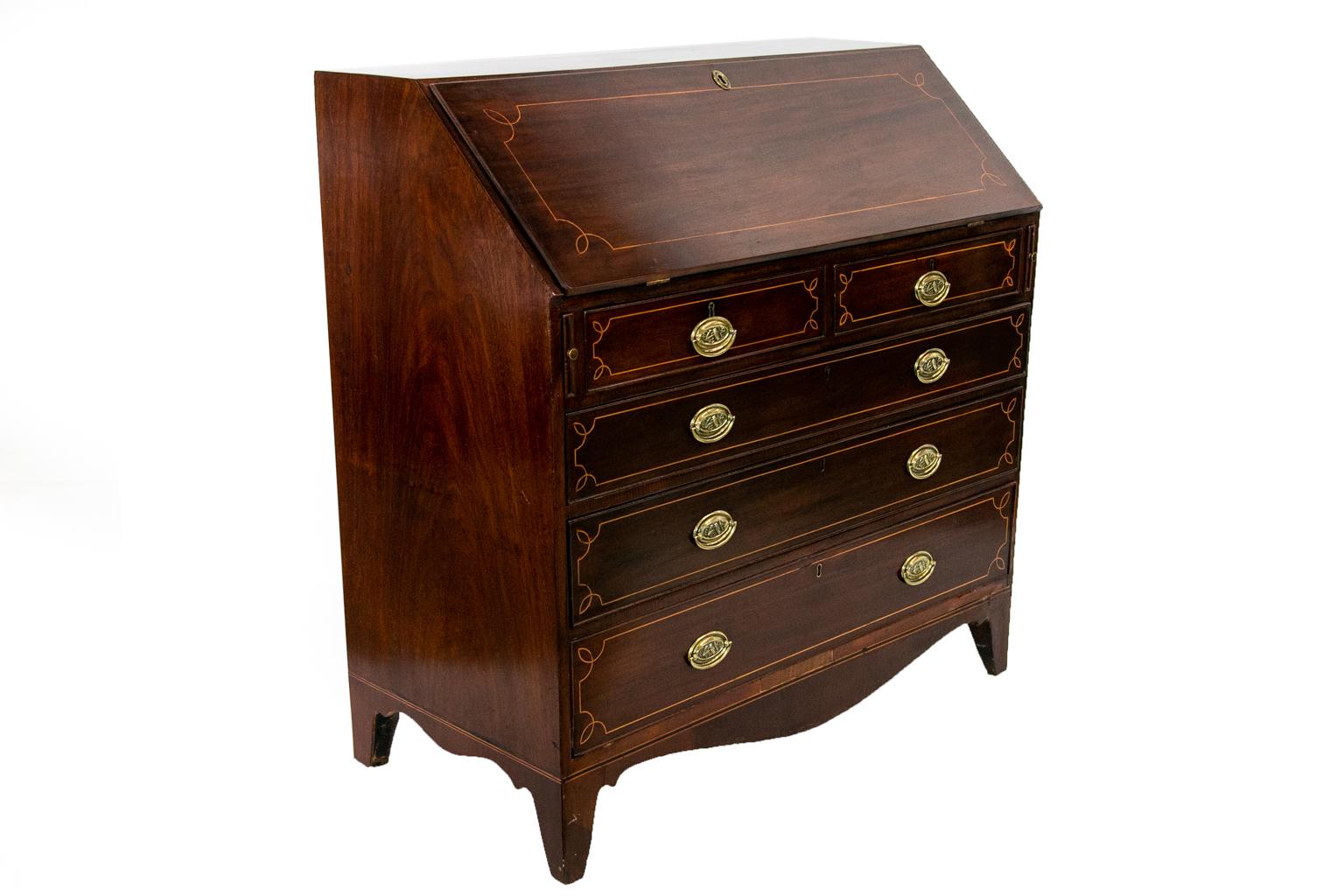 Mahogany Hepplewhite Inlaid Slant Front Desk 5