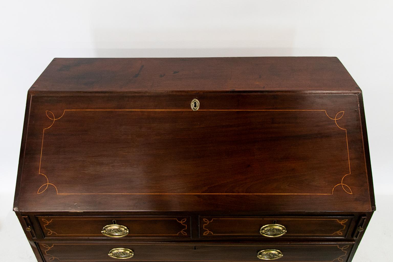 Inlay Mahogany Hepplewhite Inlaid Slant Front Desk