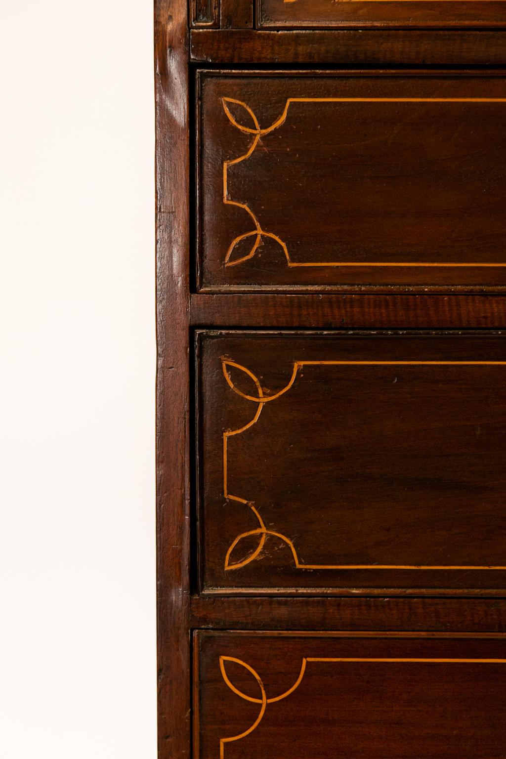 Mahogany Hepplewhite Inlaid Slant Front Desk In Good Condition In Wilson, NC