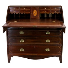 Mahogany Hepplewhite Inlaid Slant Front Desk