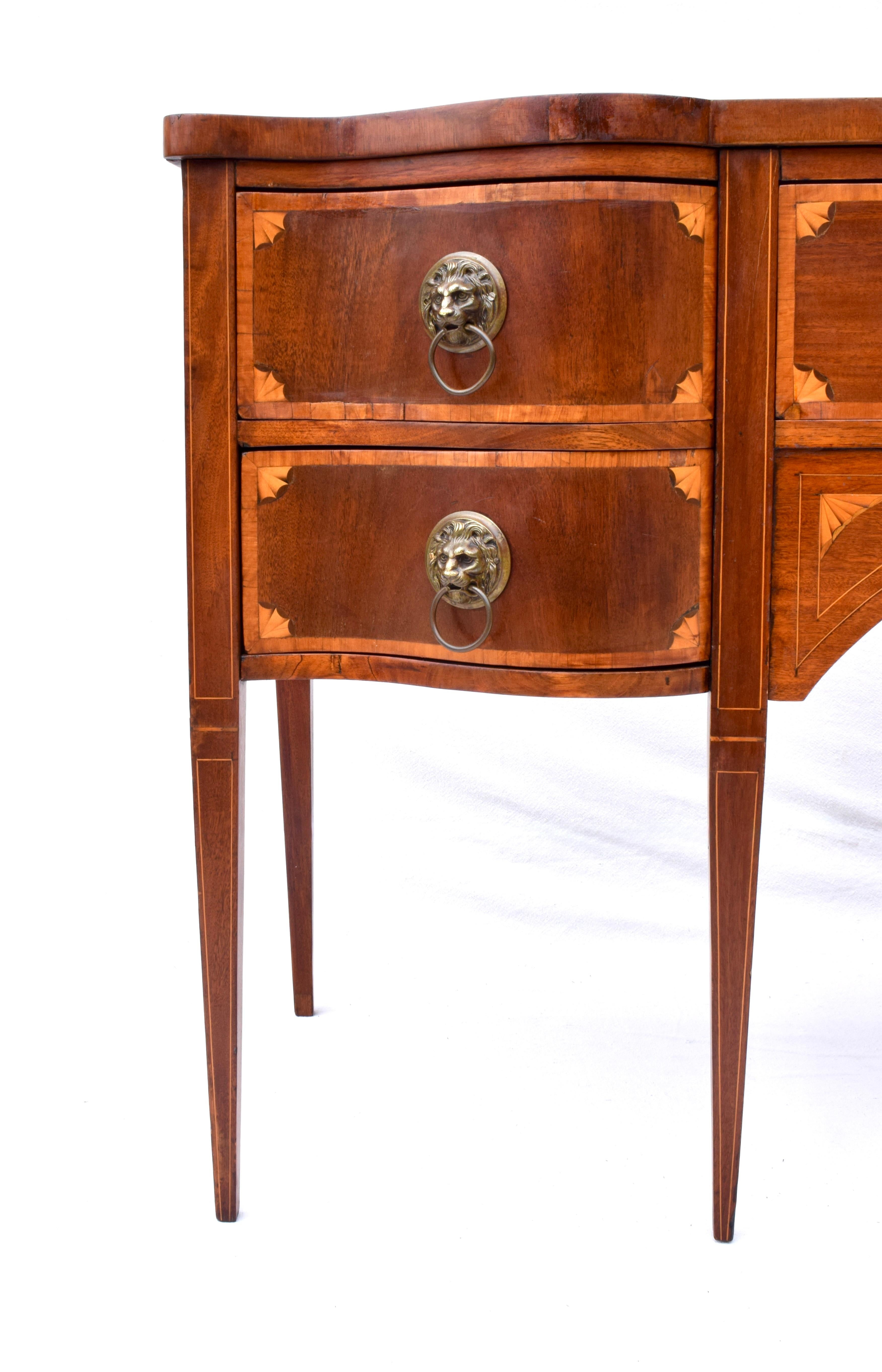 Cast Mahogany Hepplewhite or Sheraton Sideboard With Satinwood Inlay For Sale
