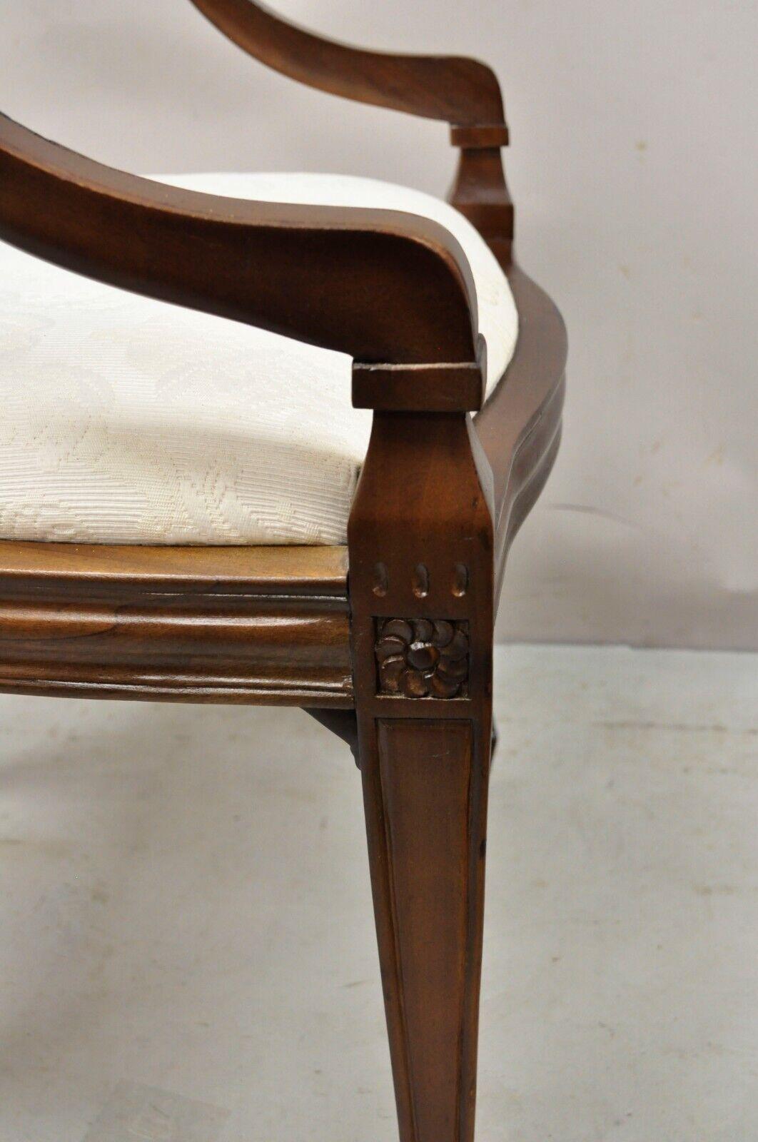 Mahogany Hepplewhite Style Prince of Wales Plume Carved Dining Arm Chair For Sale 4
