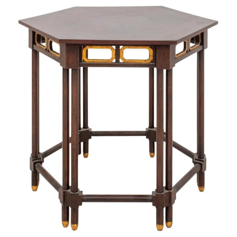 Mahogany Hexagonal End Table For Sale at 1stDibs