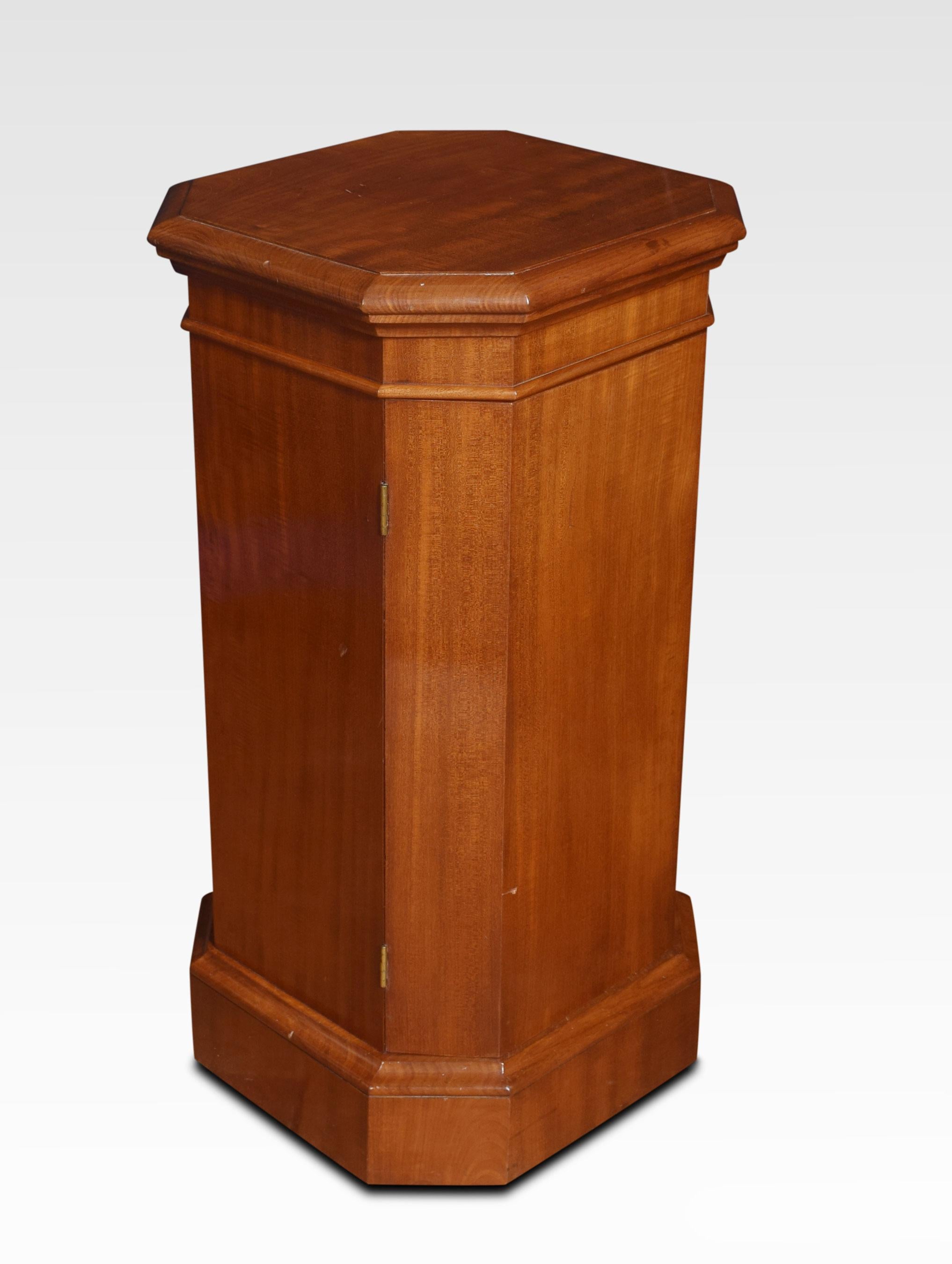 British Mahogany Hexagonal Pedestal Cabinet For Sale