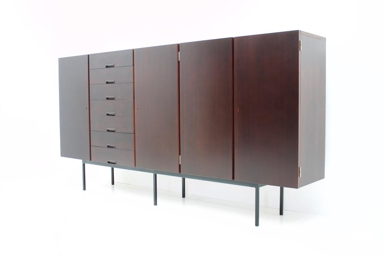 Mid-Century Modern Mahogany Highboard with Metal Legs, 1960s For Sale