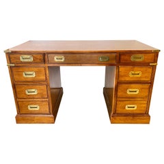 Mahogany Iconic Campaign Style Kneehole Partners Desk
