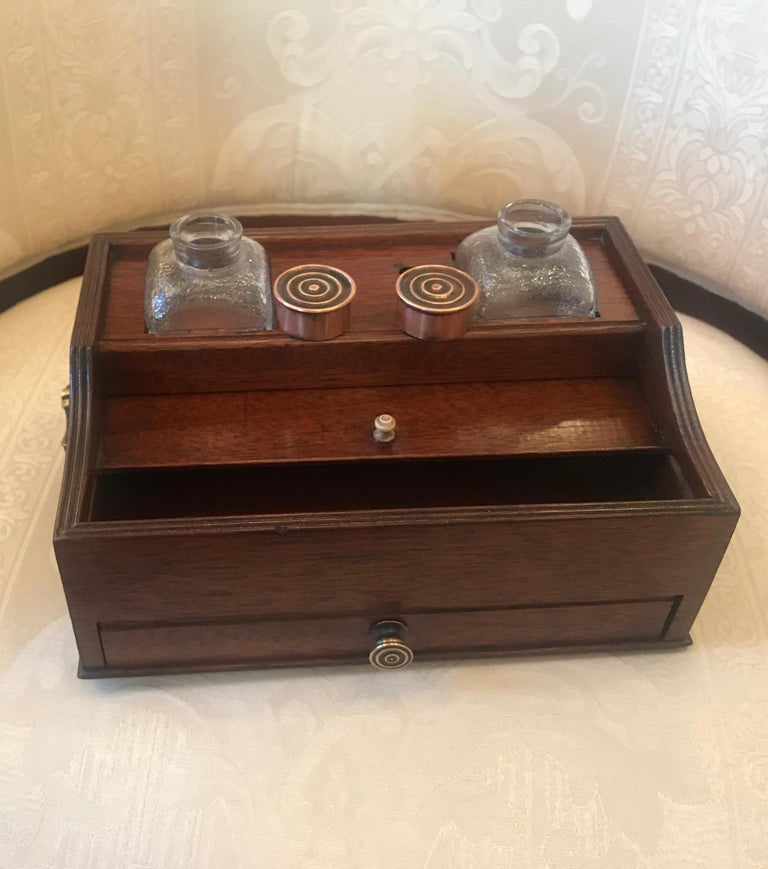 Mahogany Ink Stand Desk Organizer at 1stDibs