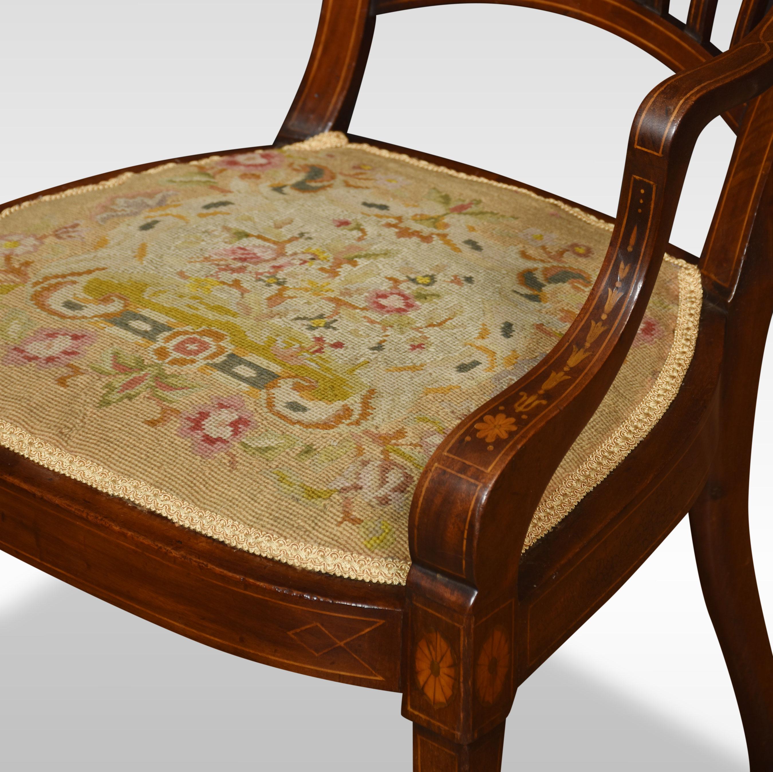 Sessel mit Intarsien aus Mahagoni im Zustand „Gut“ im Angebot in Cheshire, GB