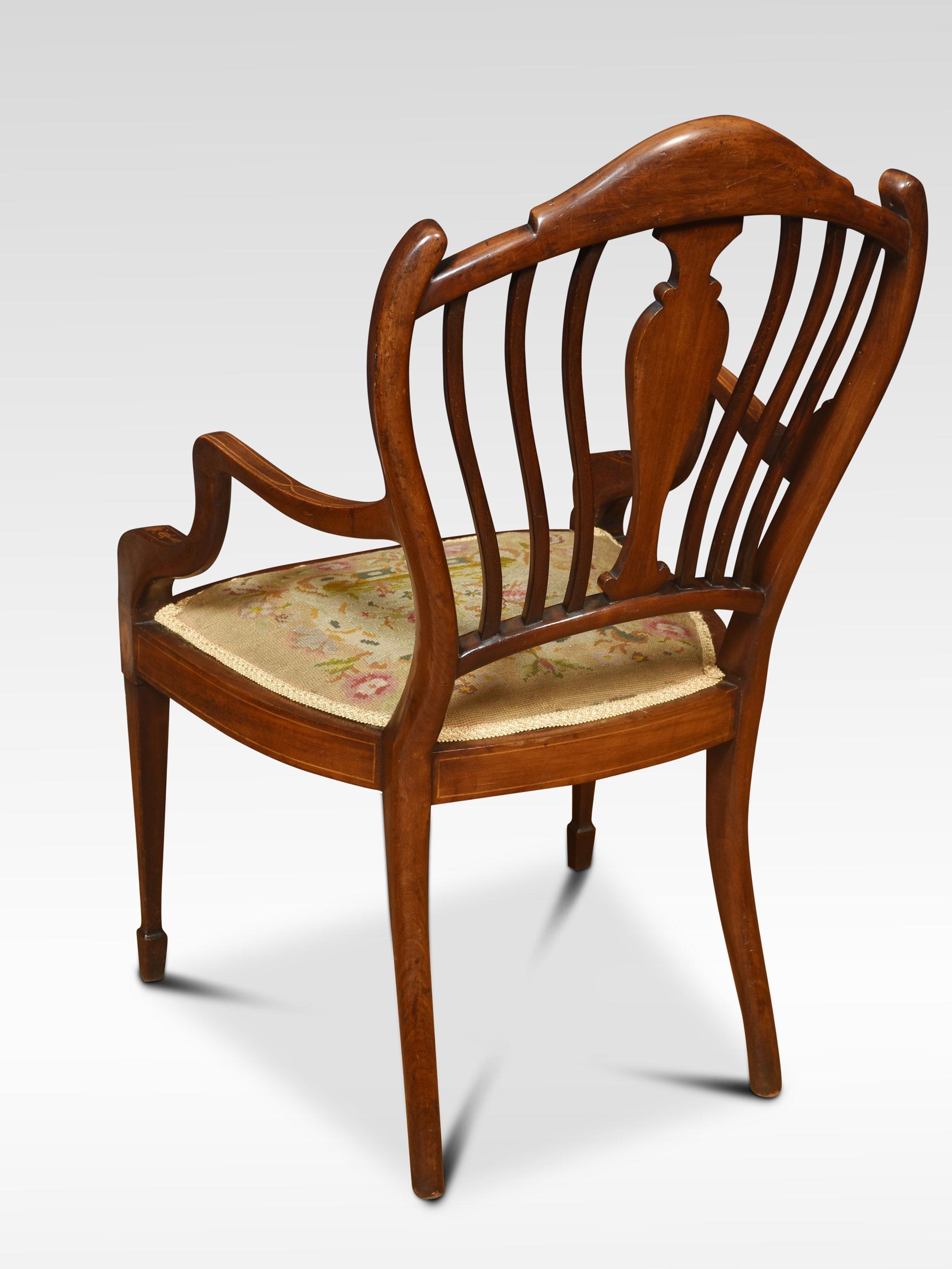 Wood Mahogany inlaid armchair For Sale