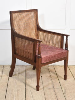 Mahogany inlaid bergere armchair