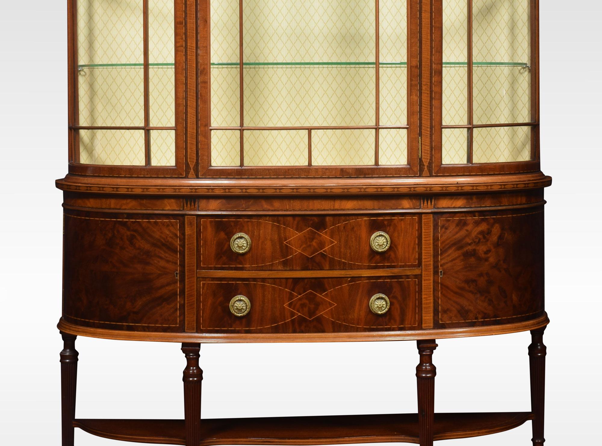 British Mahogany Inlaid Bow Fronted Display Cabinet