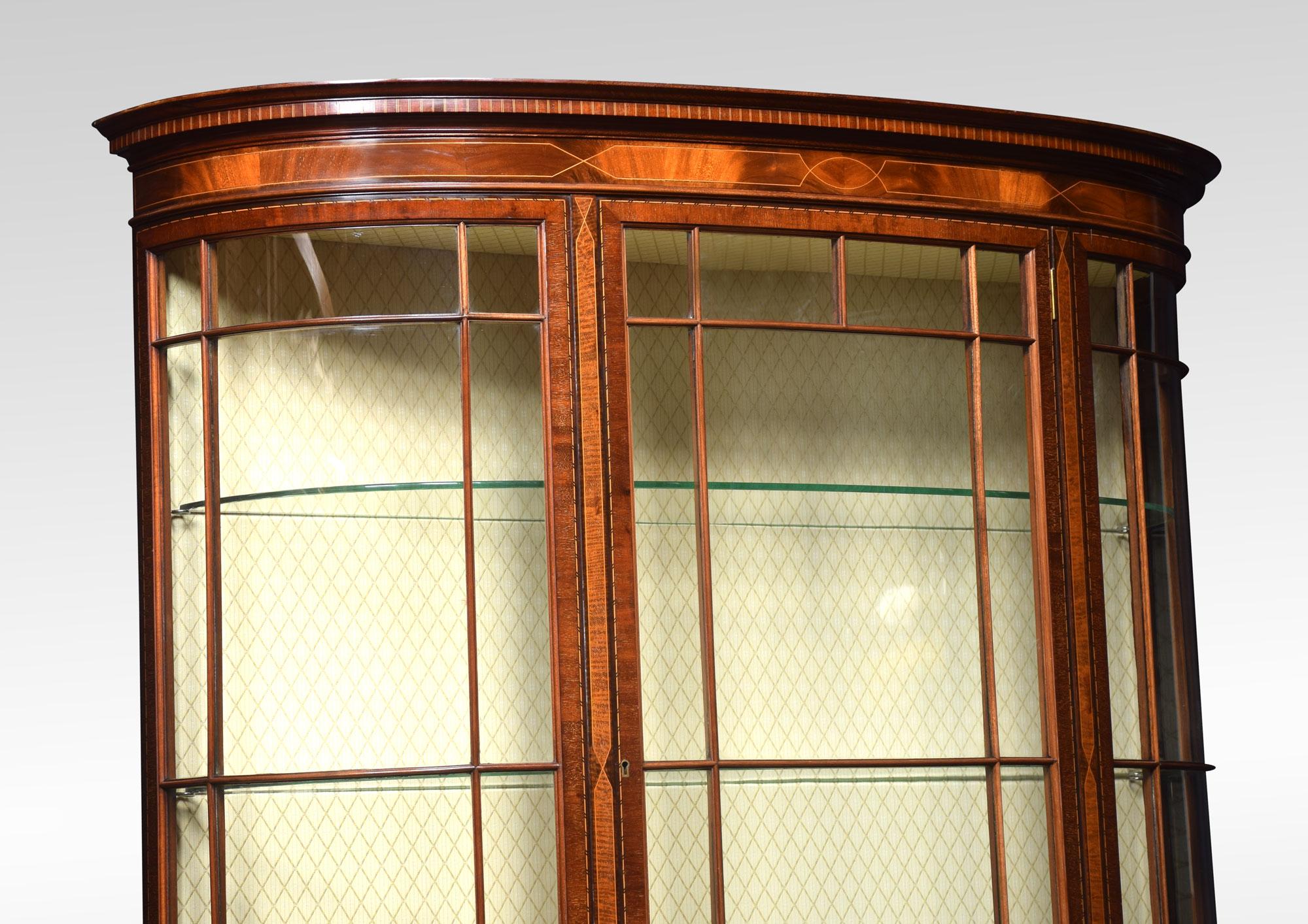 19th Century Mahogany Inlaid Bow Fronted Display Cabinet