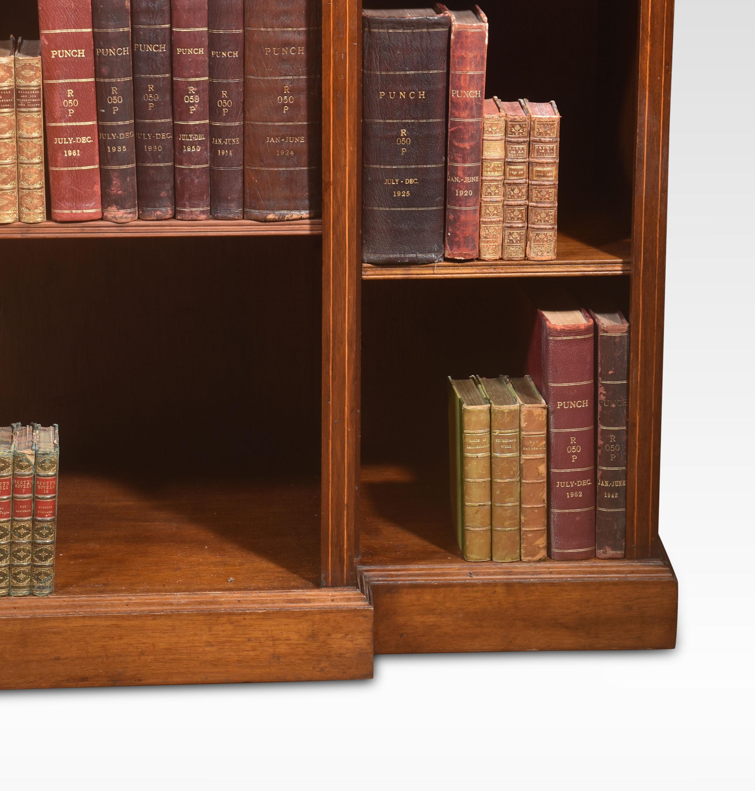 British Mahogany inlaid breakfront bookcase