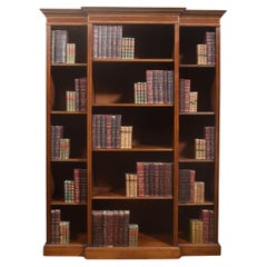 Mahogany inlaid breakfront bookcase