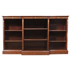 Mahogany inlaid breakfront open bookcase