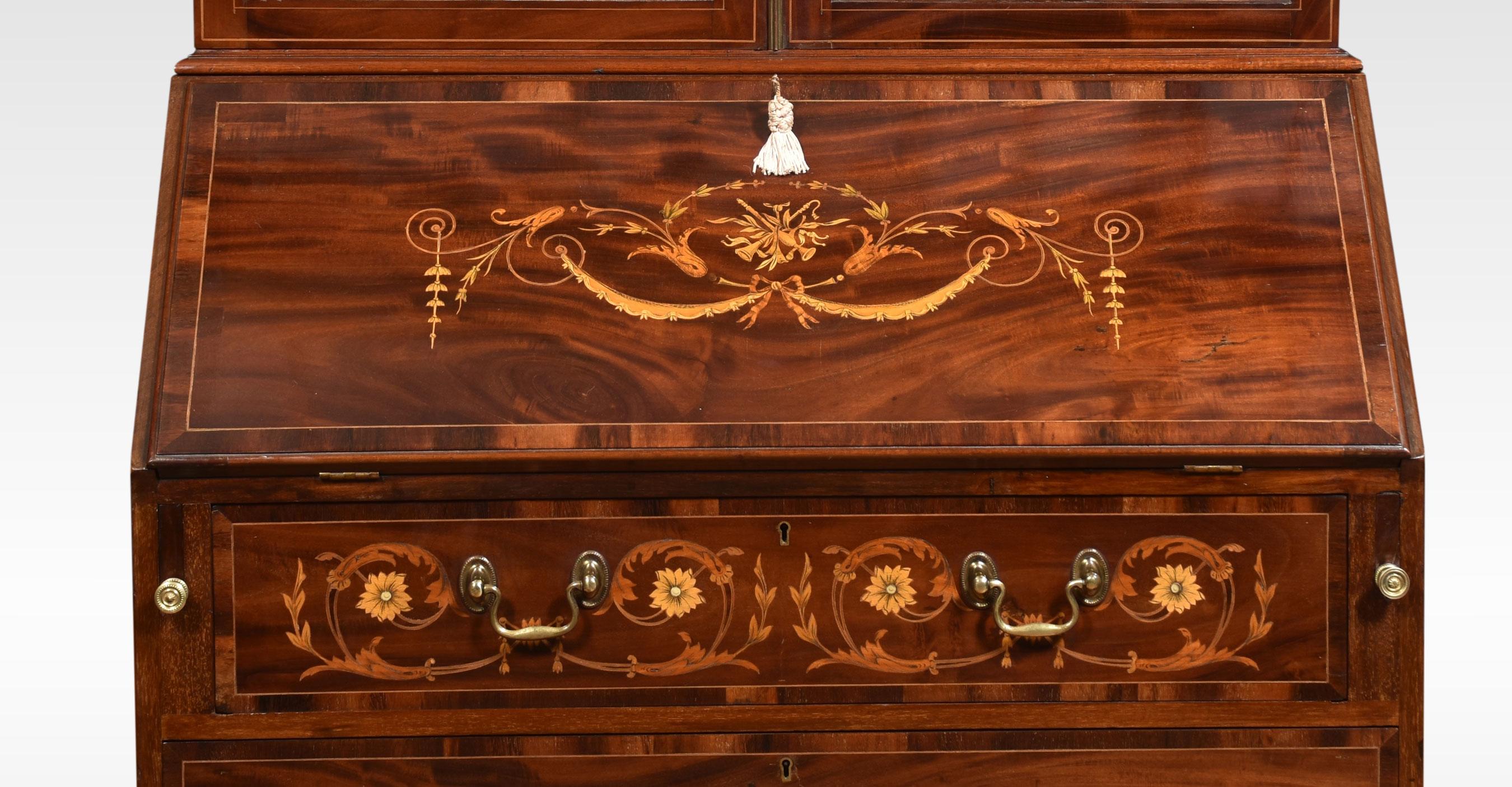 Mahogany Inlaid Bureau Bookcase In Good Condition For Sale In Cheshire, GB
