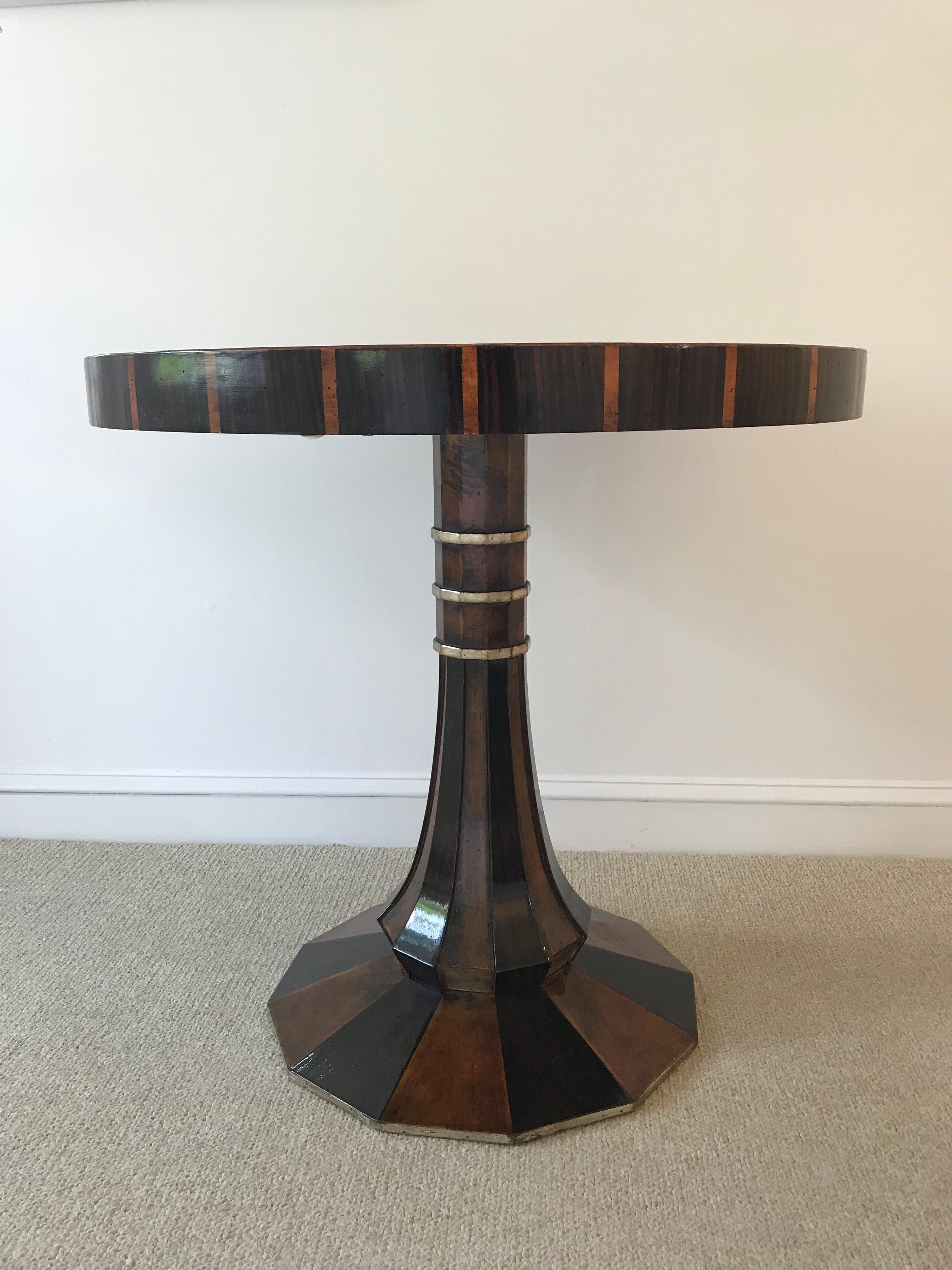American Mahogany Inlaid Center/Side Table Attributed to Lorin Marsh For Sale