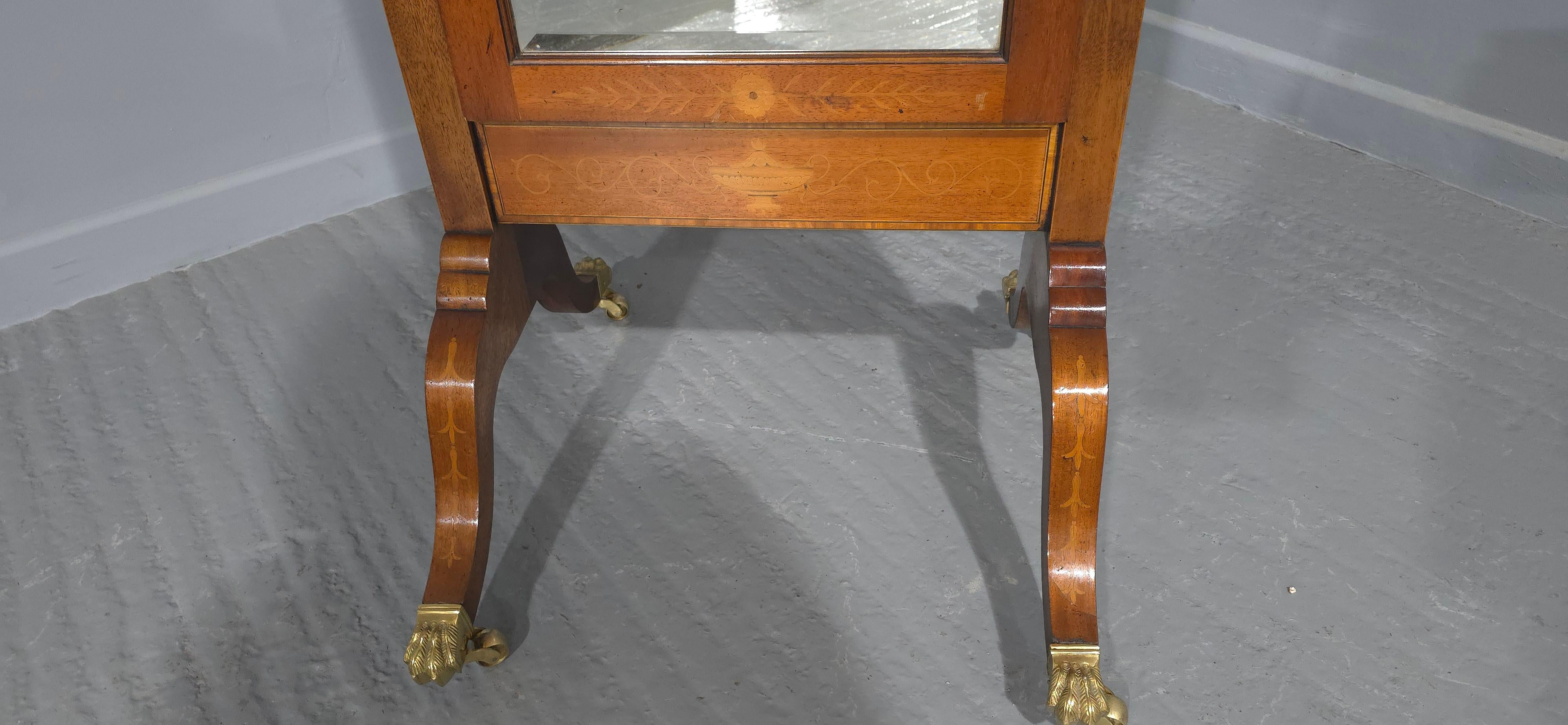 Inlay Mahogany Inlaid Cheval Mirror For Sale