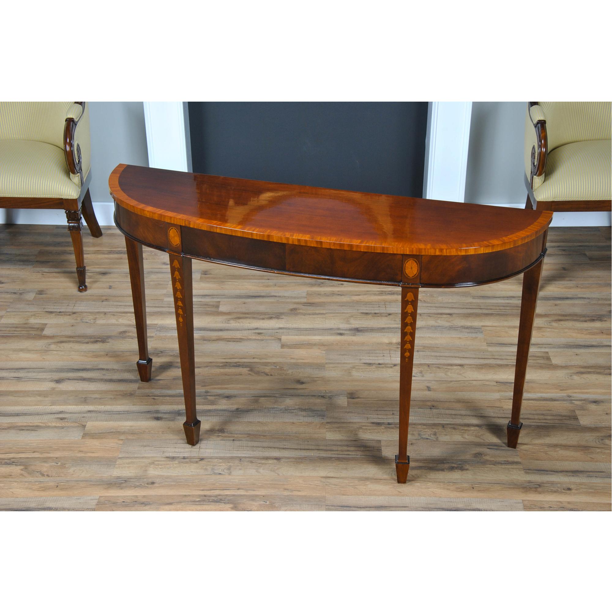 Contemporary Mahogany Inlaid Console  For Sale