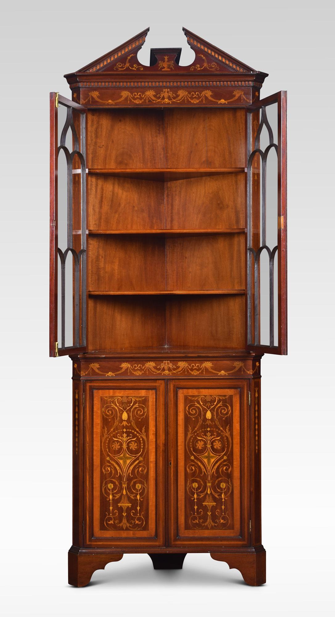 Mahogany Inlaid Corner Cabinet In Good Condition In Cheshire, GB
